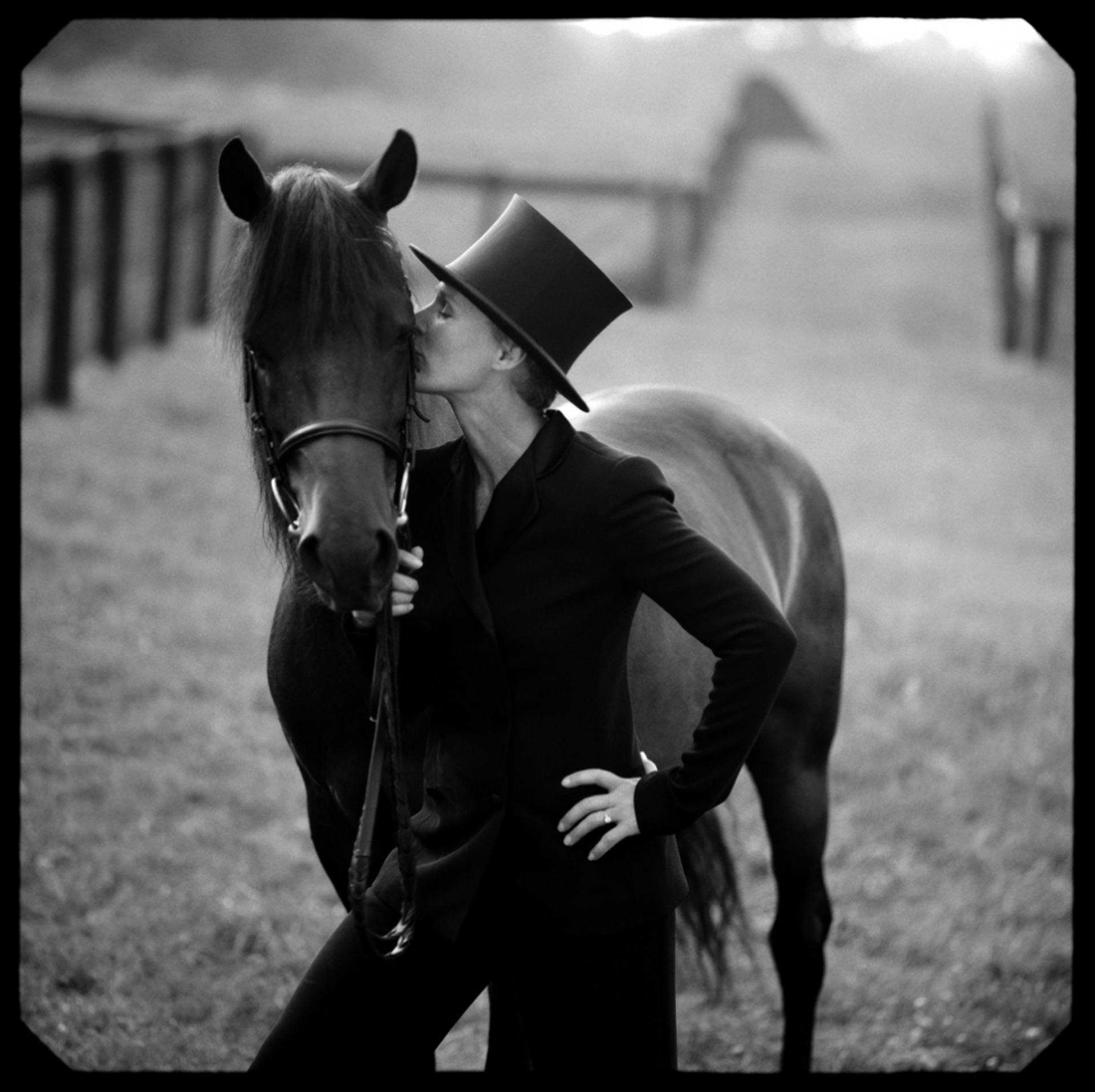 96095 Glenn Close With Horse 665 BW by Timothy White