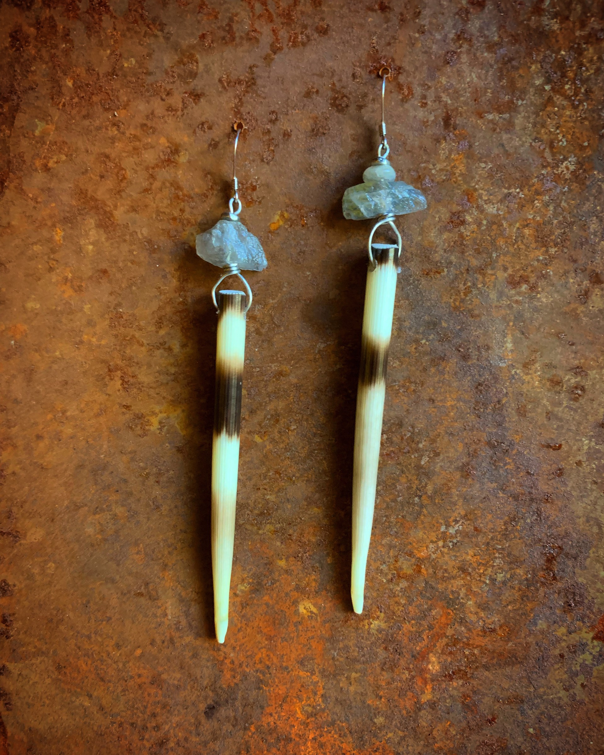 K504 African Porcupine Quills with Labradorite by Kelly Ormsby