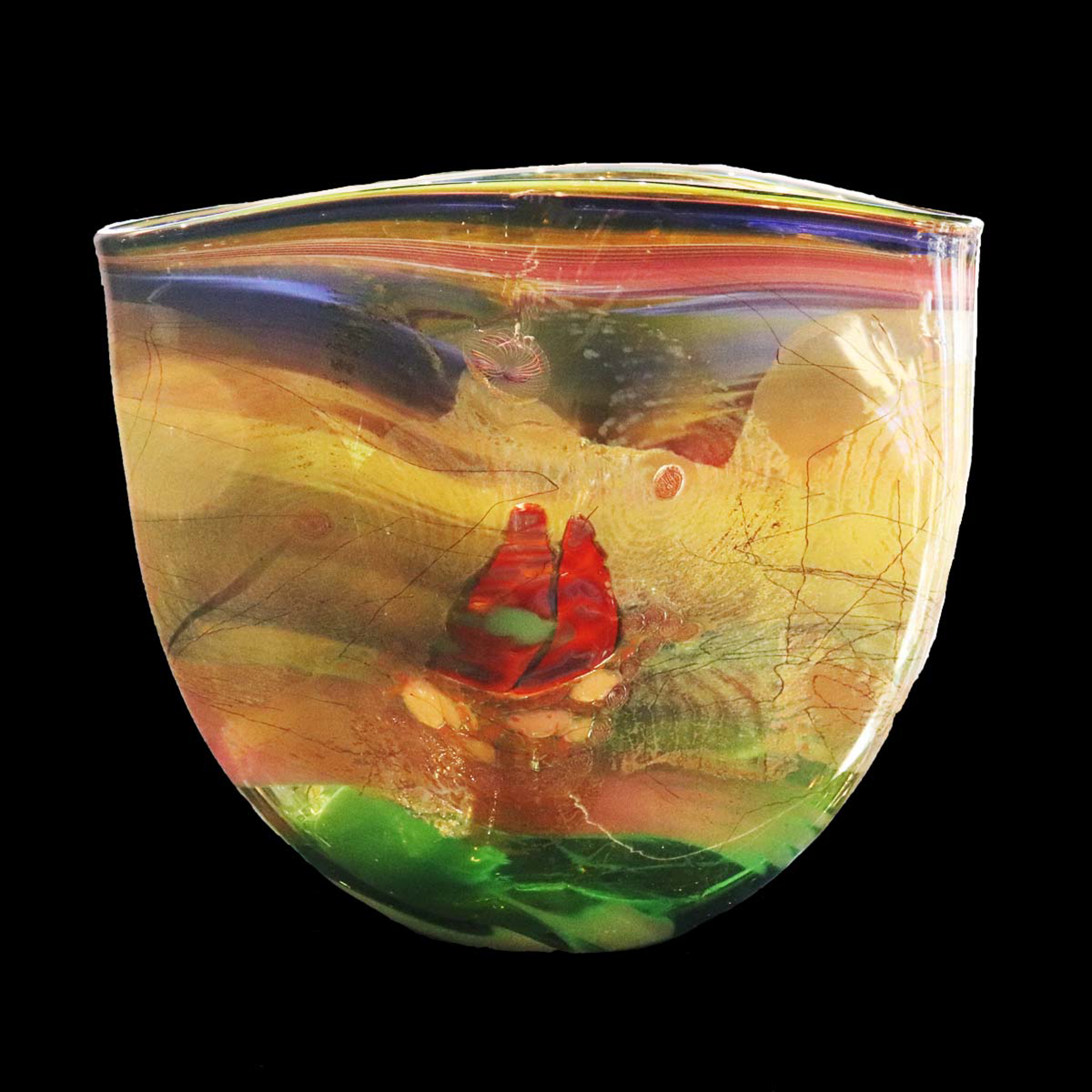 Ocean Reef Series Blown Glass-Green Base with Purple Rim by Christopher Hawthorne