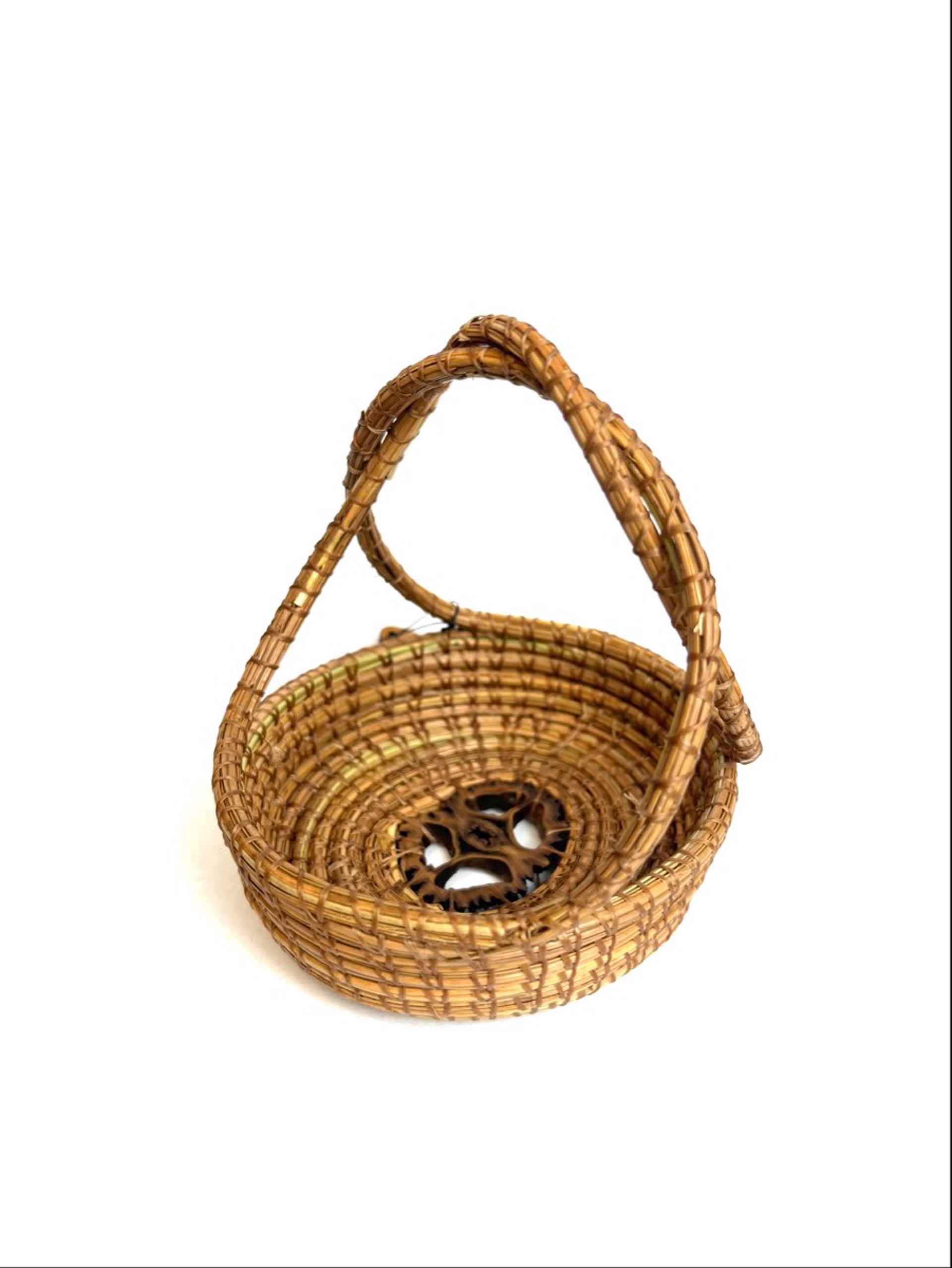 Basket with Walnut Center and Twisted Handle by Jacqueline Green