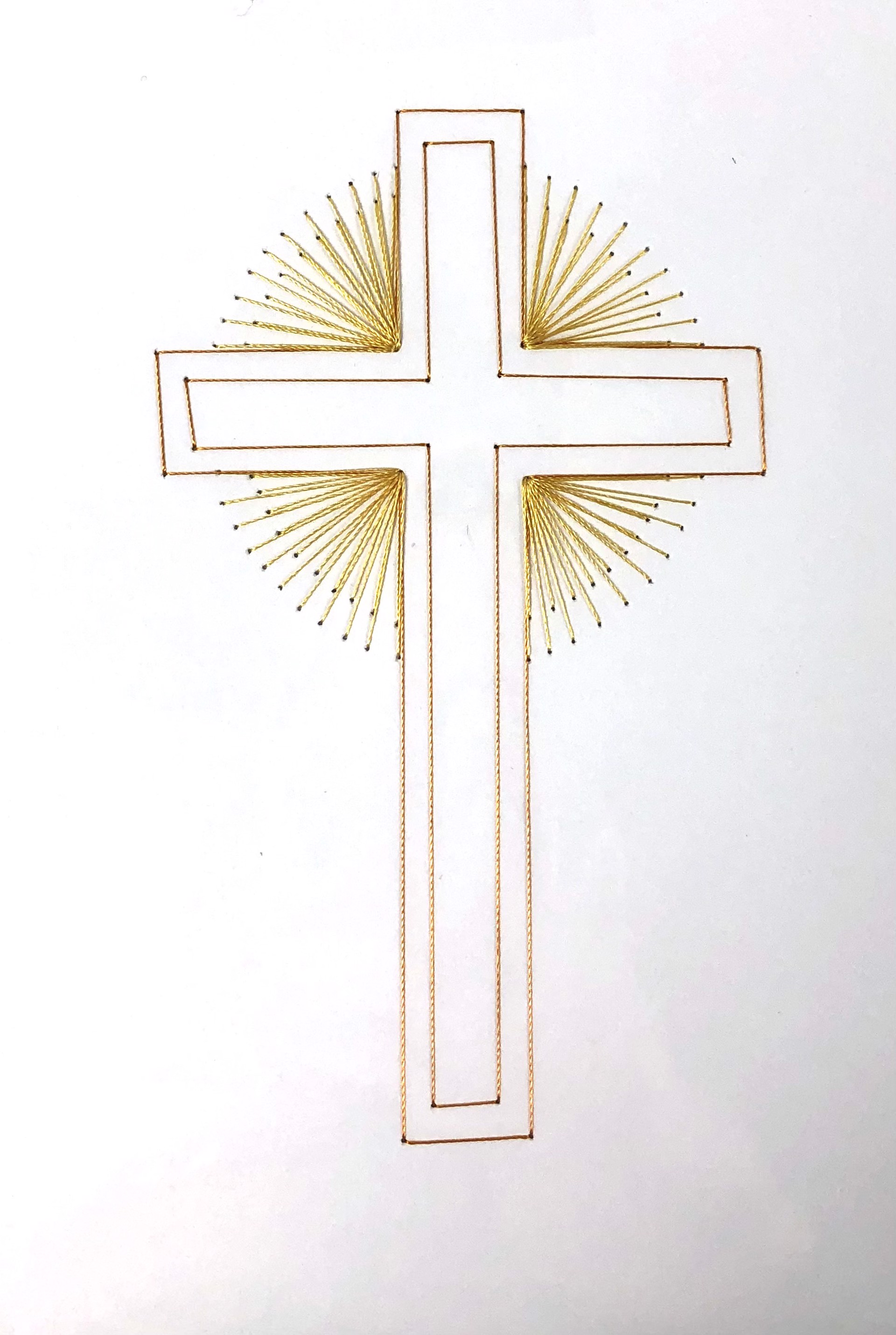Cross with Sun-burst Handsewn Card by Jacqueline Green
