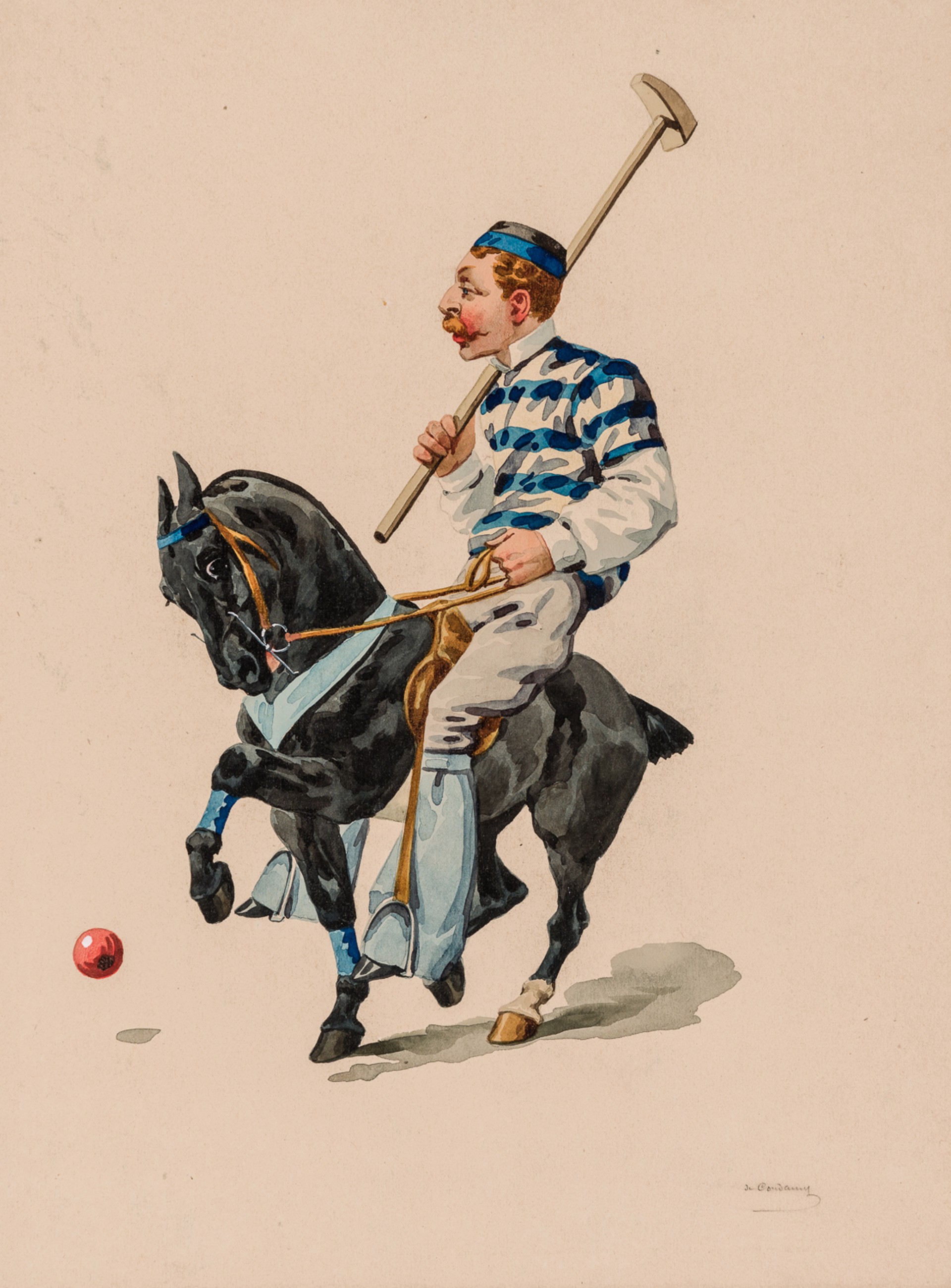 POLO INCIDENTS (set of 4) by Charles-Fernand de Condamy