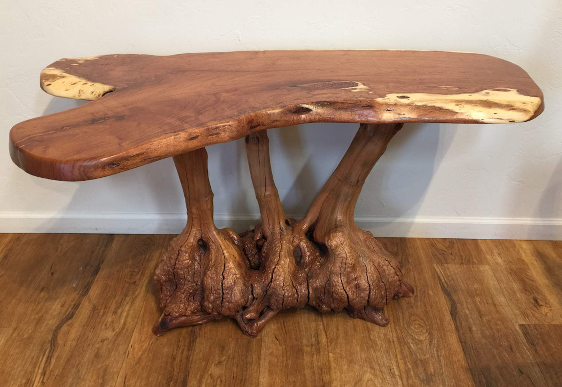 Hall/Sofa Table - Mesquite Top With Manzanita Root Burl Base by Gary Rennert