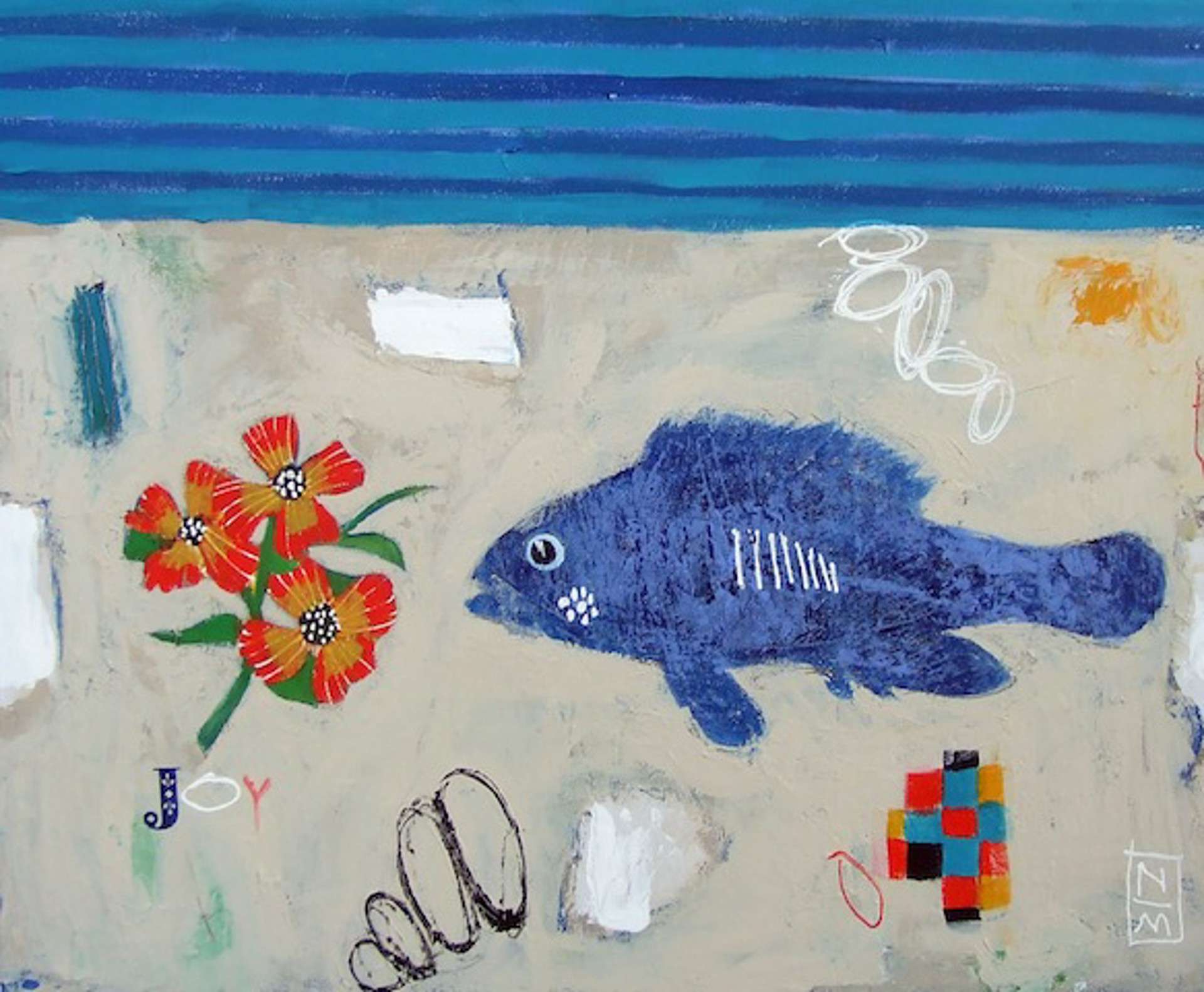 Blue Fish with Flowers by Nathaniel Mather