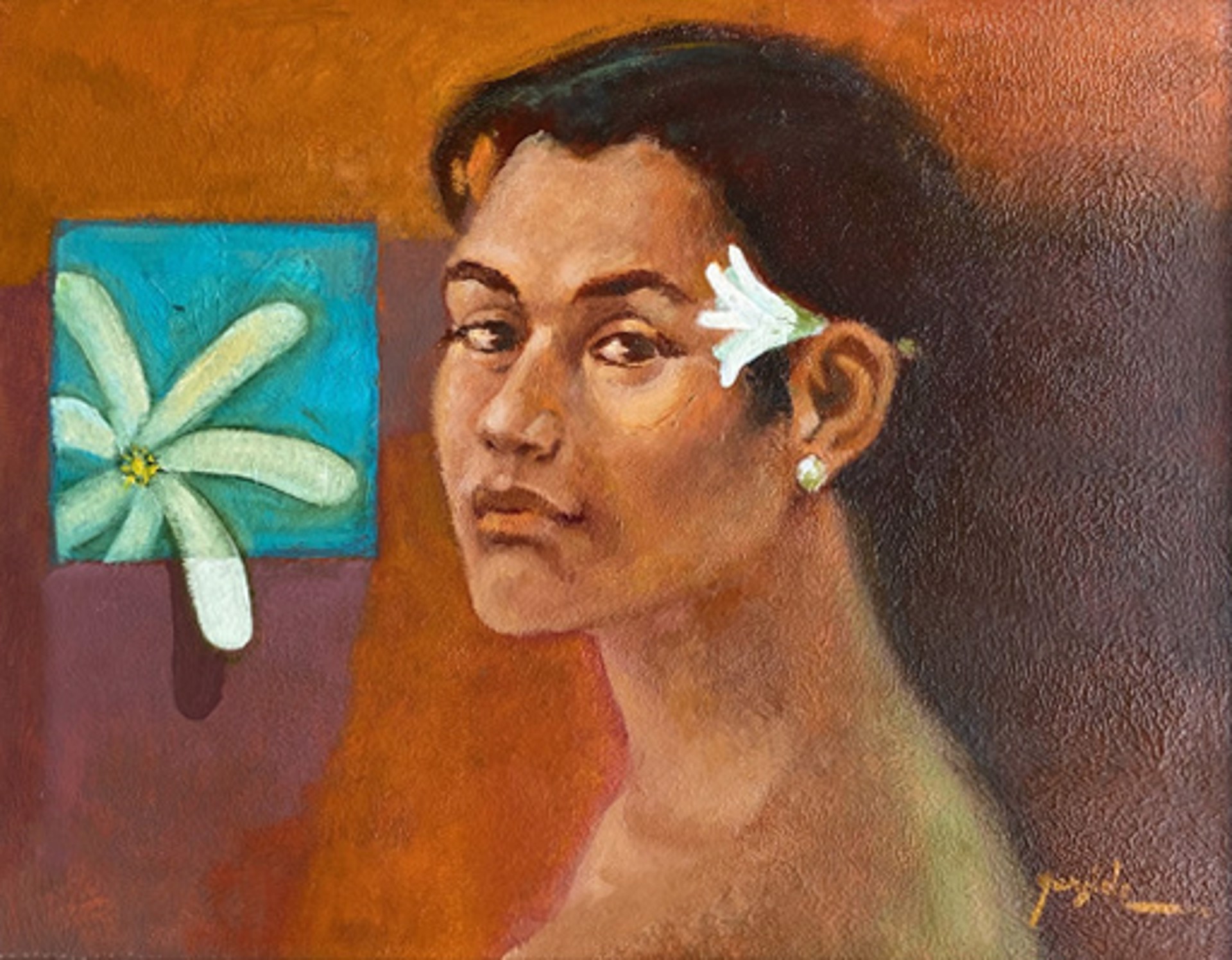 Lady with Tahitian Gardenia by A. LaMoyne Garside
