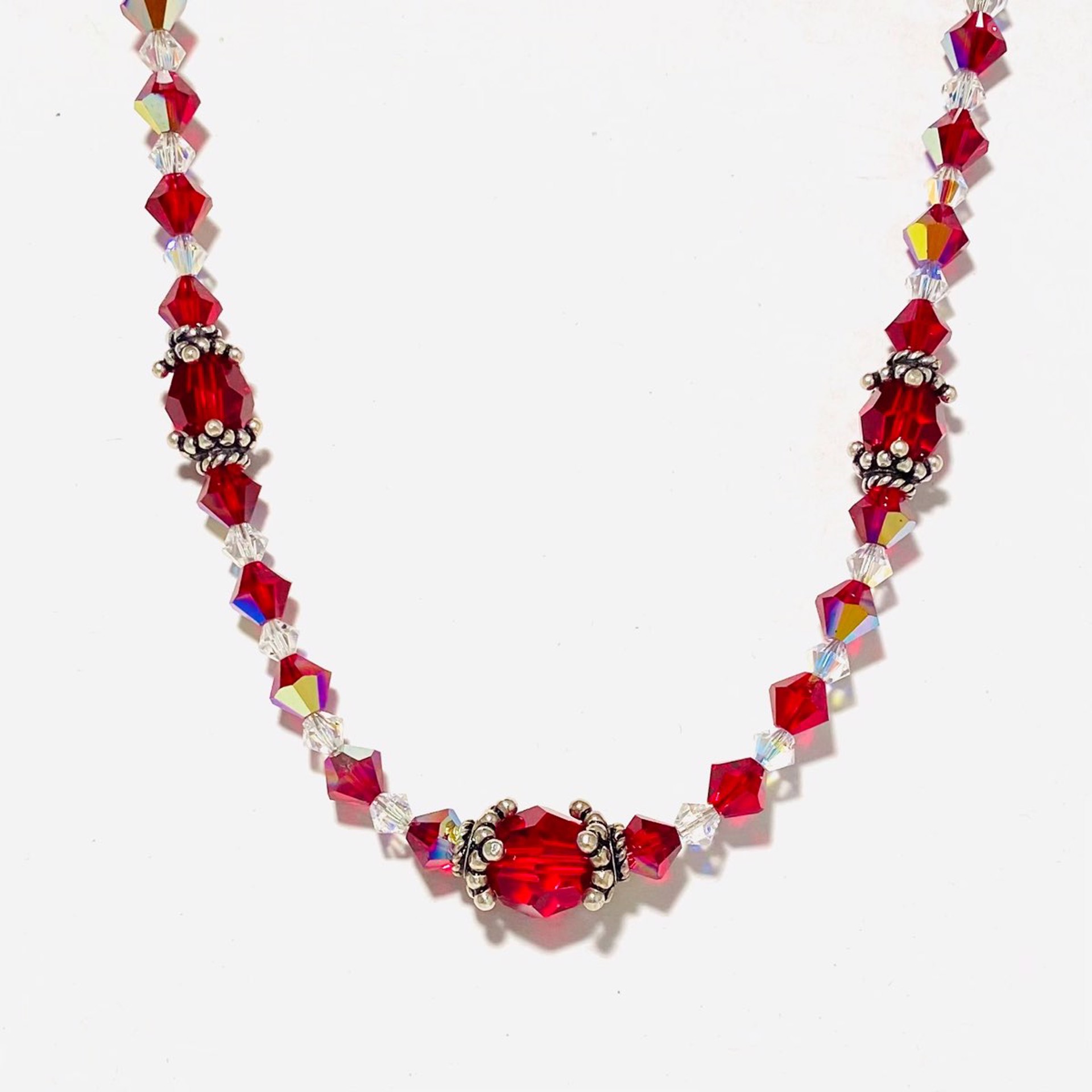 SHOSH22-50 Siam Red Crystal Pearl 18" Necklace by Shoshannah Weinisch