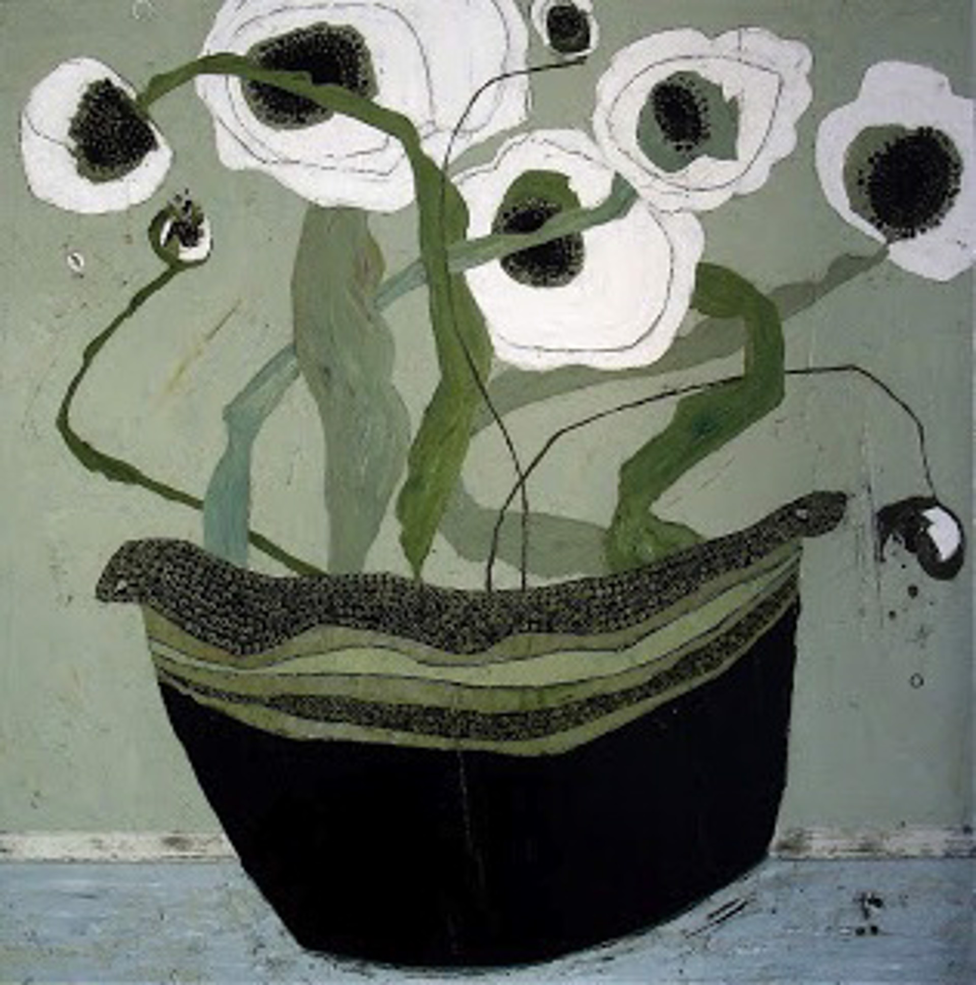 On The Side White Poppies by Karen Tusinski