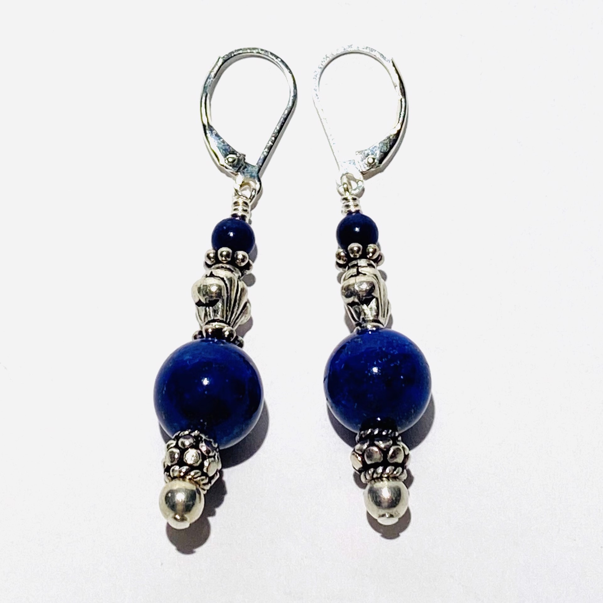 Lapis Lazuli Beads on Silver Earrings, E93 by Shoshannah Weinisch