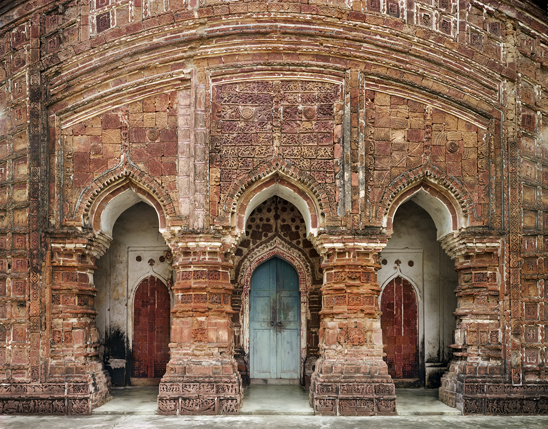 Three Portals of the Terra Cotta Rajeswari, Shiva Temple, Built Circa 1728, Dwarhatta, West Bengal    3/5 or 4/5 by Laura McPhee
