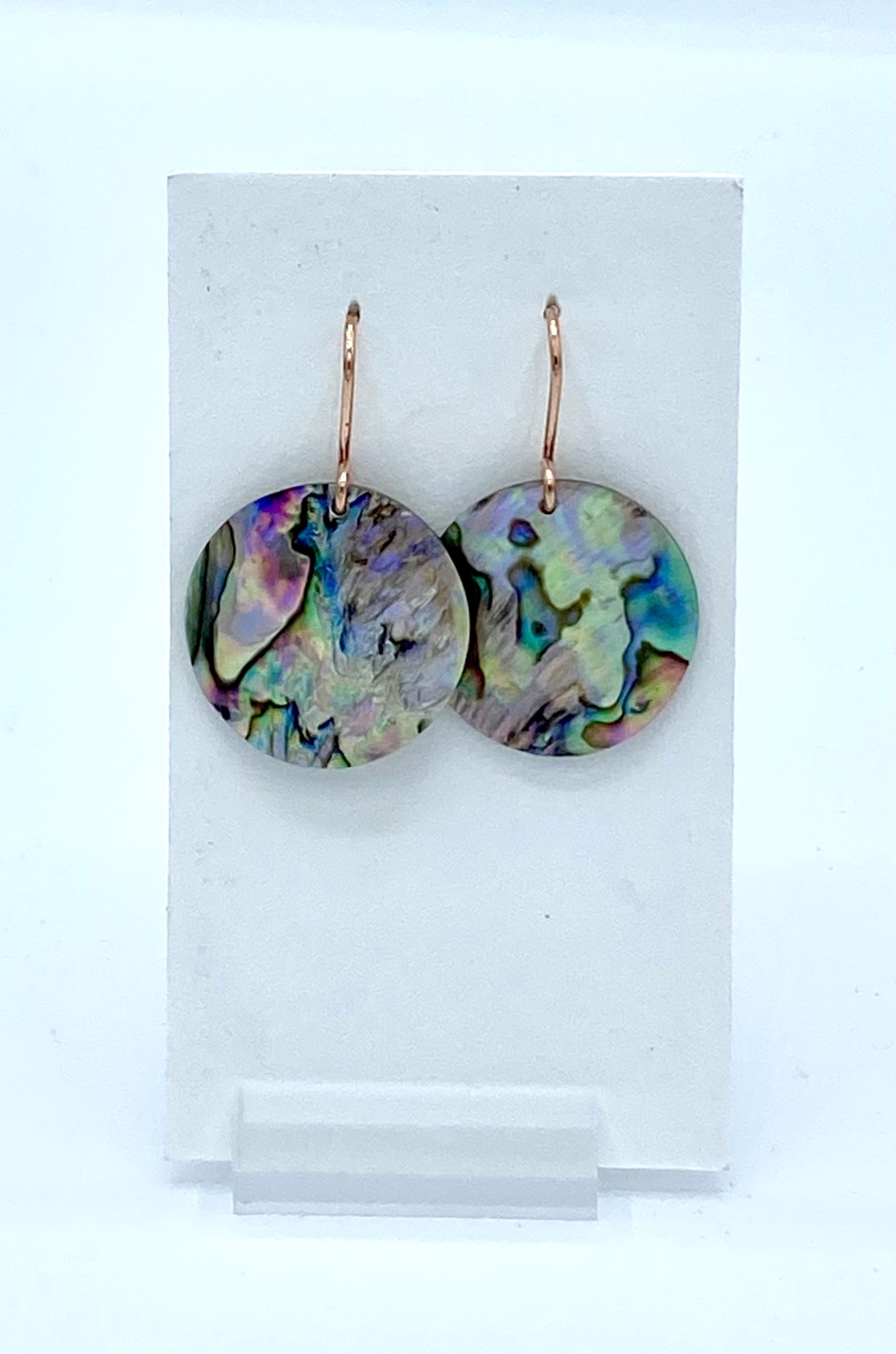 Copper Round Abalone Earrings by Emelie Hebert