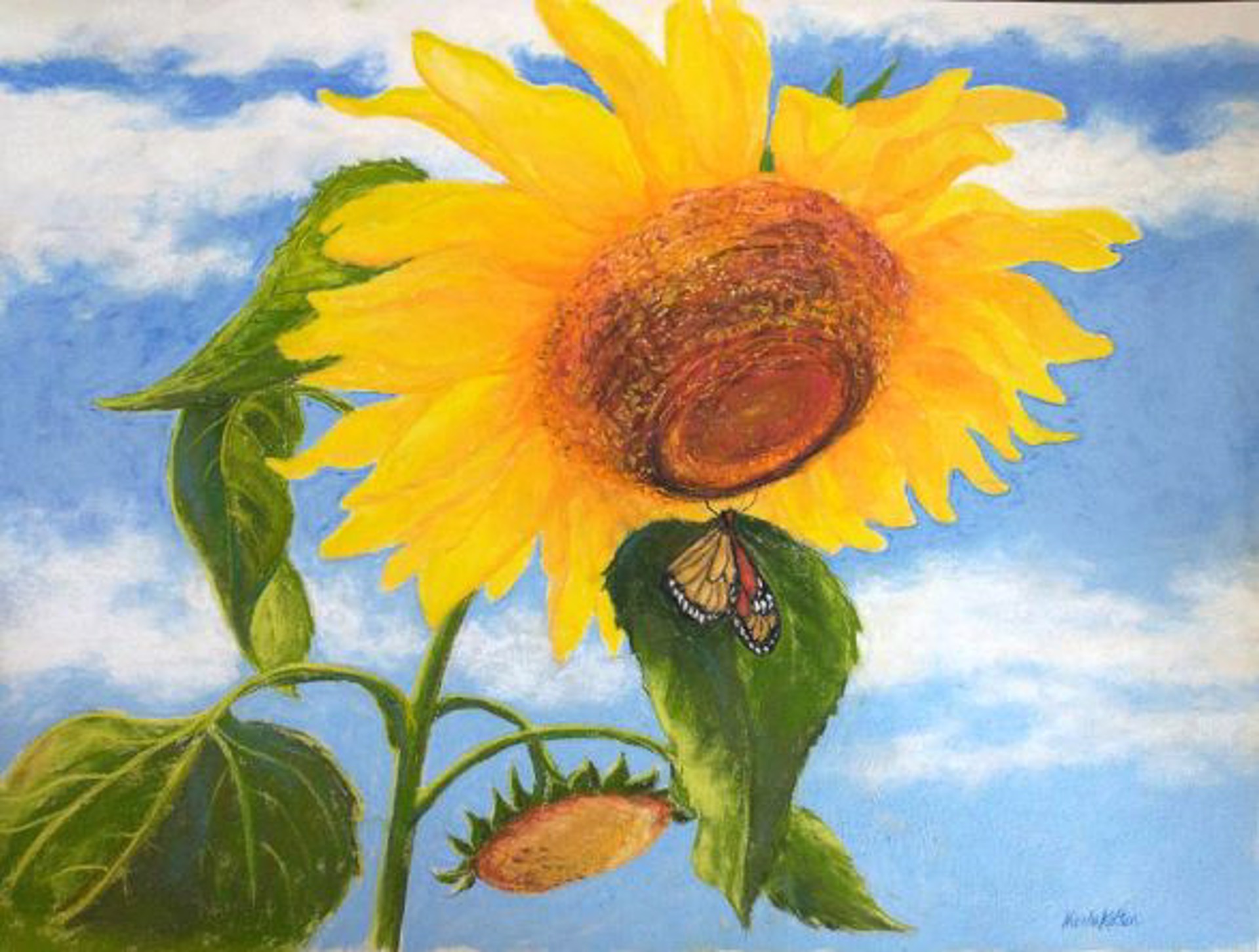 Sunflower with Butterfly by Niki Kaftan