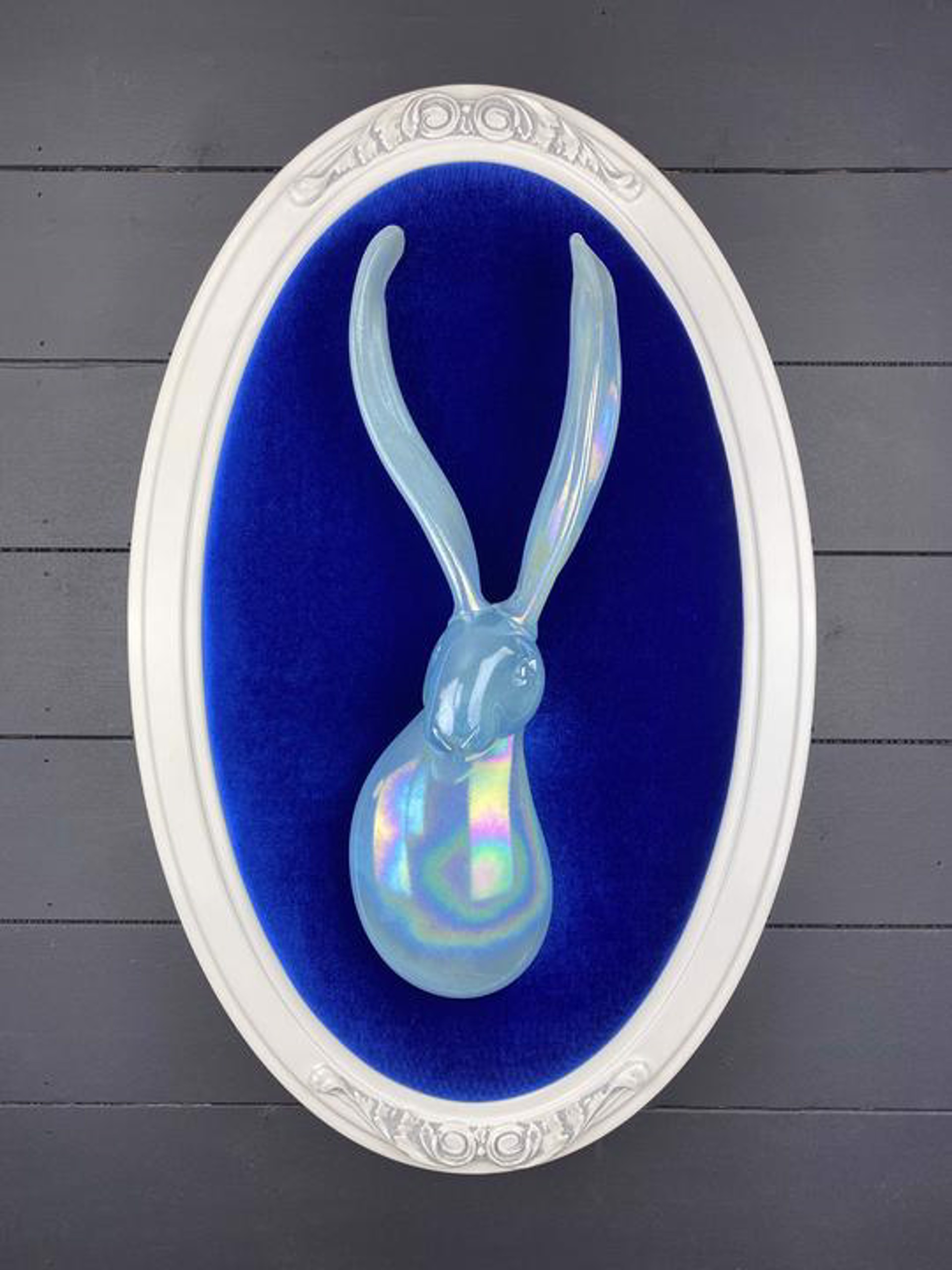 Ocean Blue Bunny Bust by Hunt Slonem