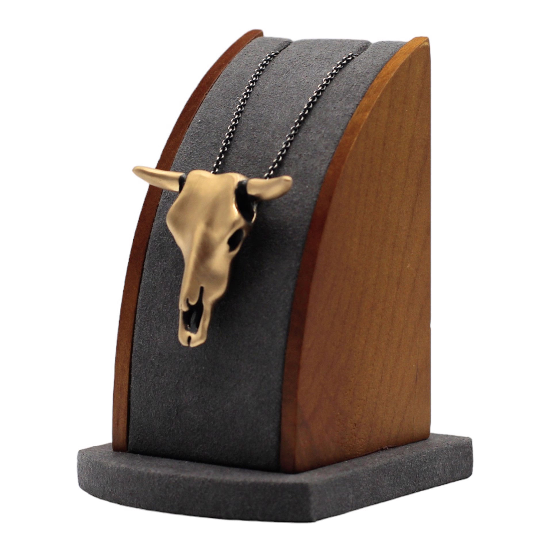 Bronze Cow Skull Necklace - Brush Finish Bronze by Louisa Berky
