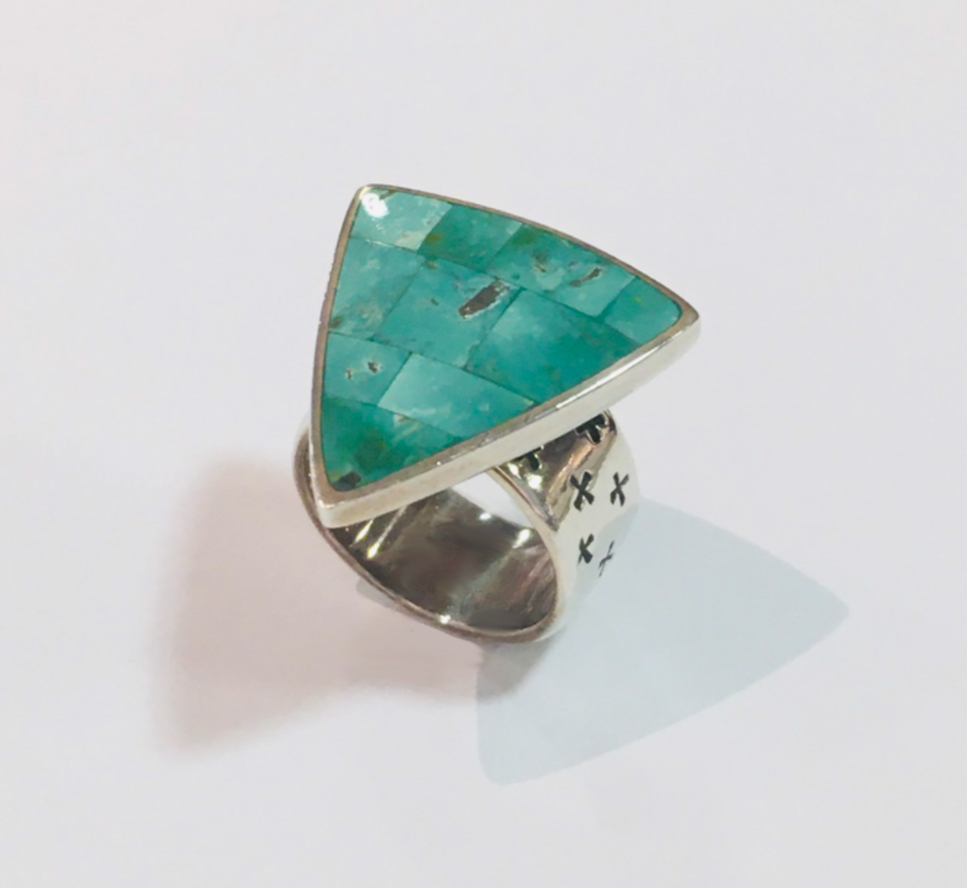 Turquoise Triangle Ring size 6.5 by PHIL CHAMBLESS