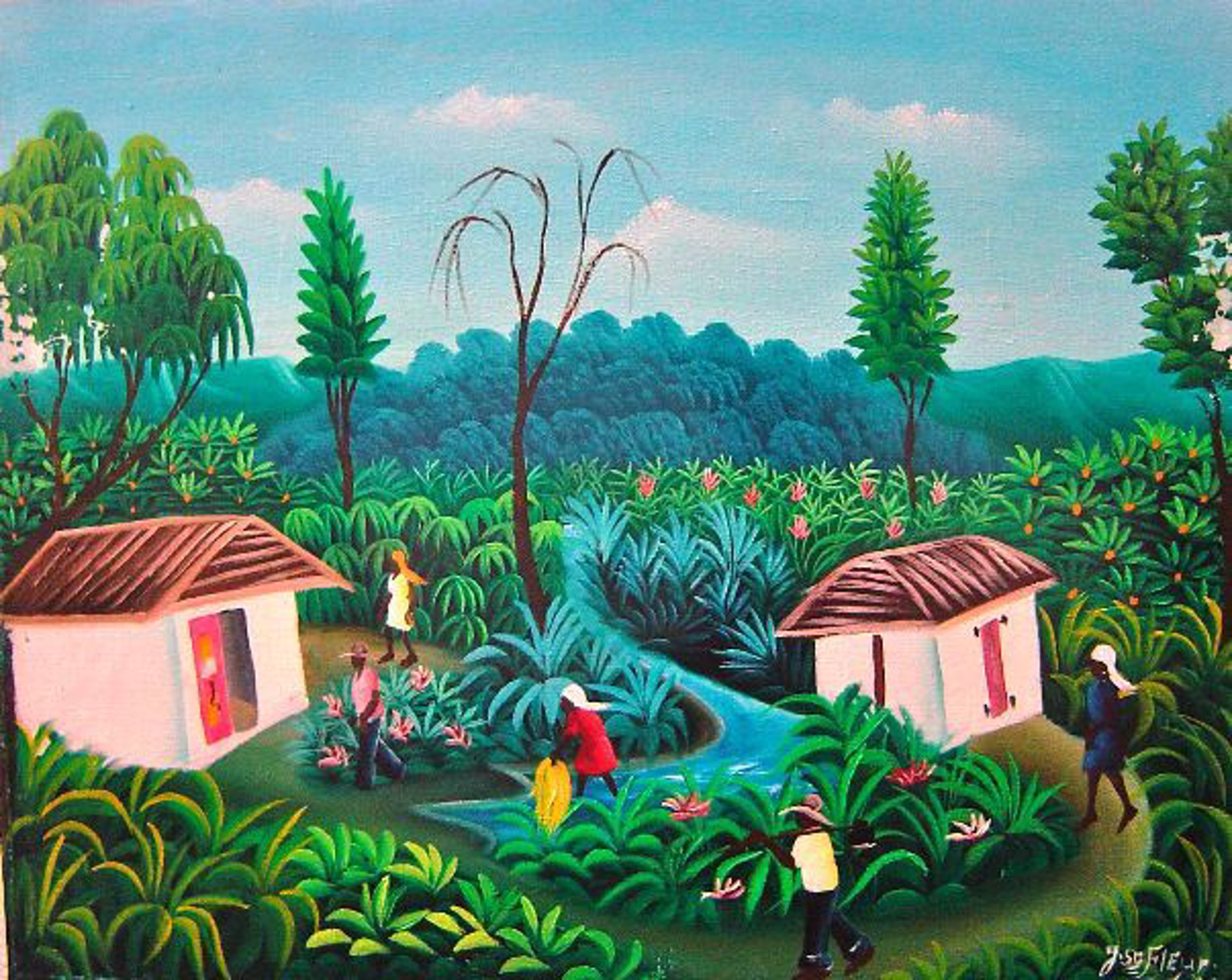 Rural Scene#2-2-95MFN by Jean Saint-Fleur (Haitian)