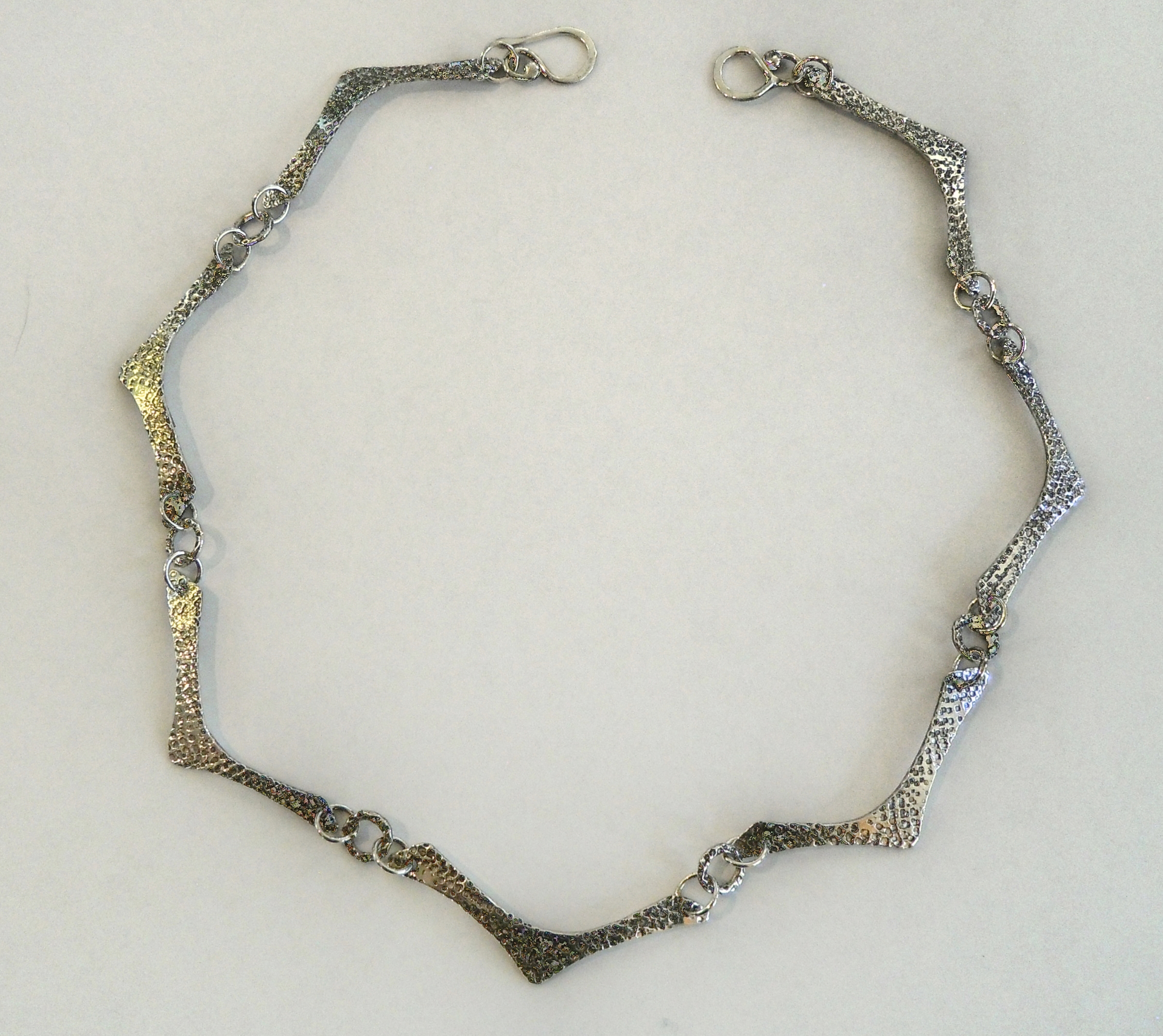 Sterling Silver Hammered Link Necklace  by Anne Forbes