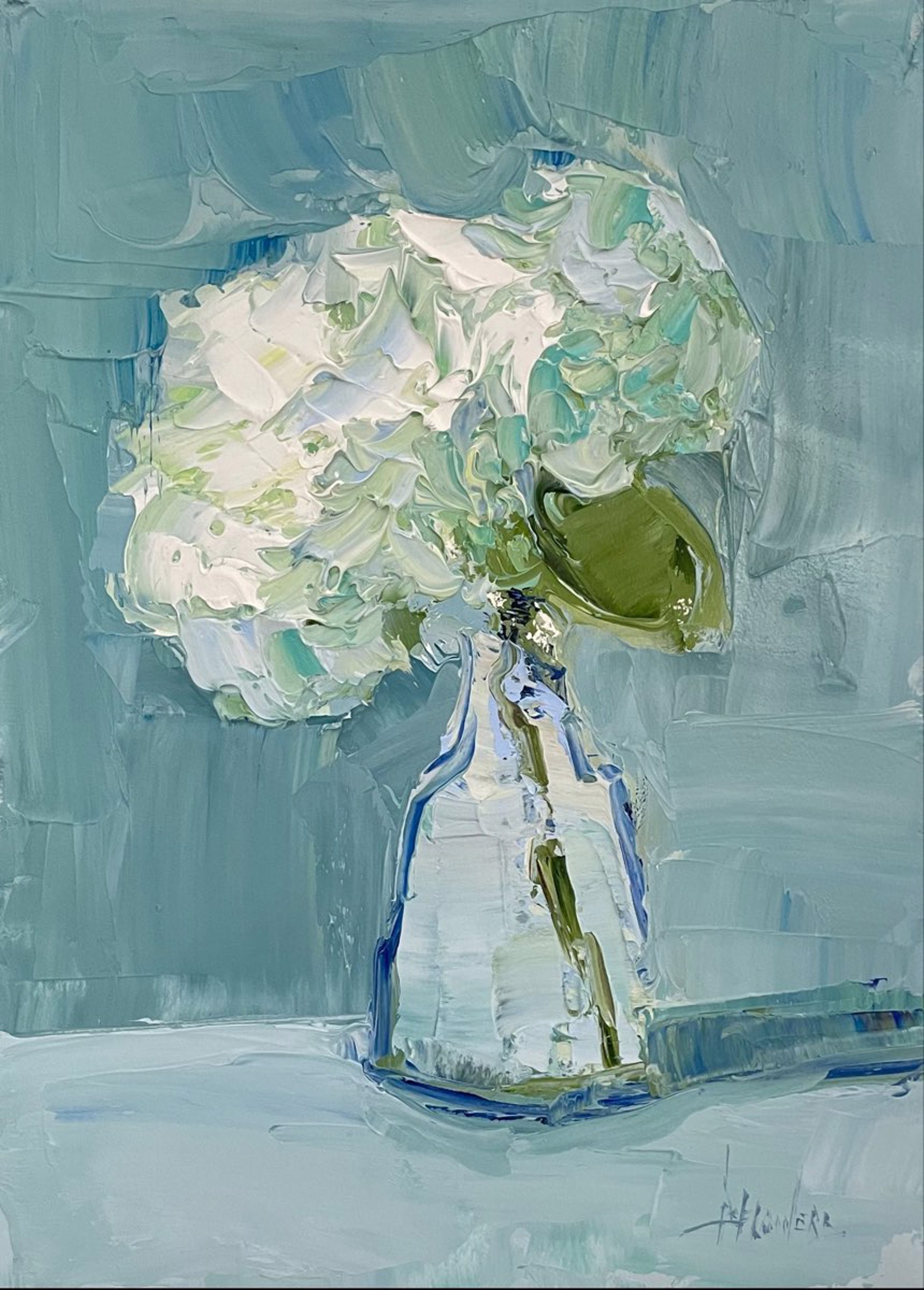 White Hydrangea Stem by Barbara Flowers