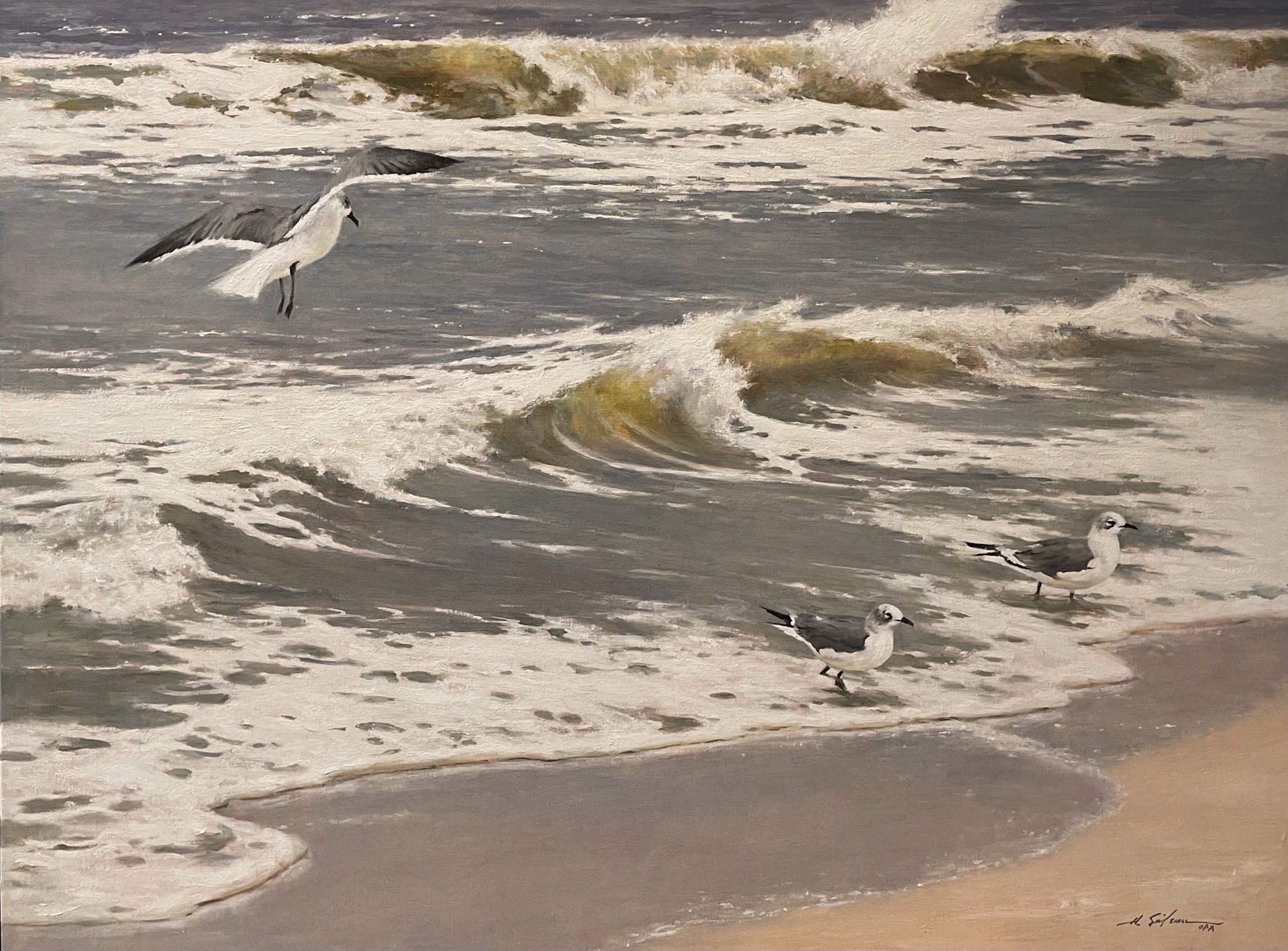 Gulls in the Surf by Hodges Soileau
