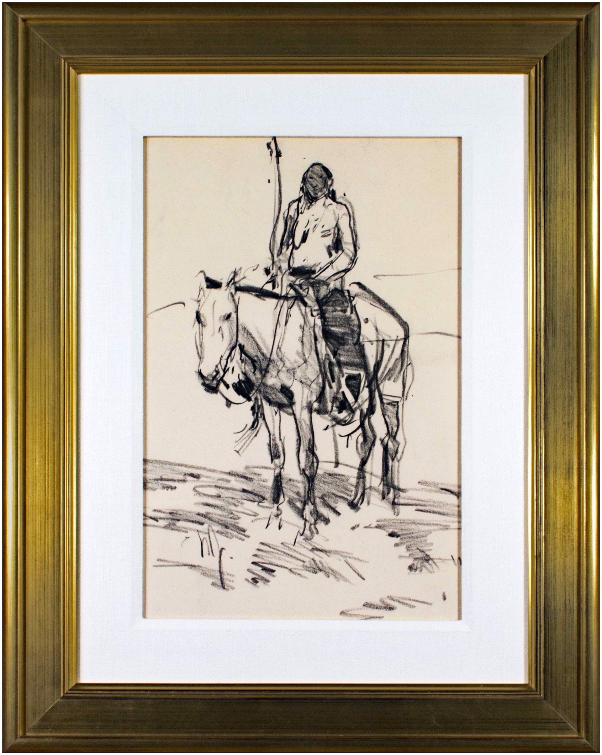 Indian On Horse by Ned Jacob (American b.1938)