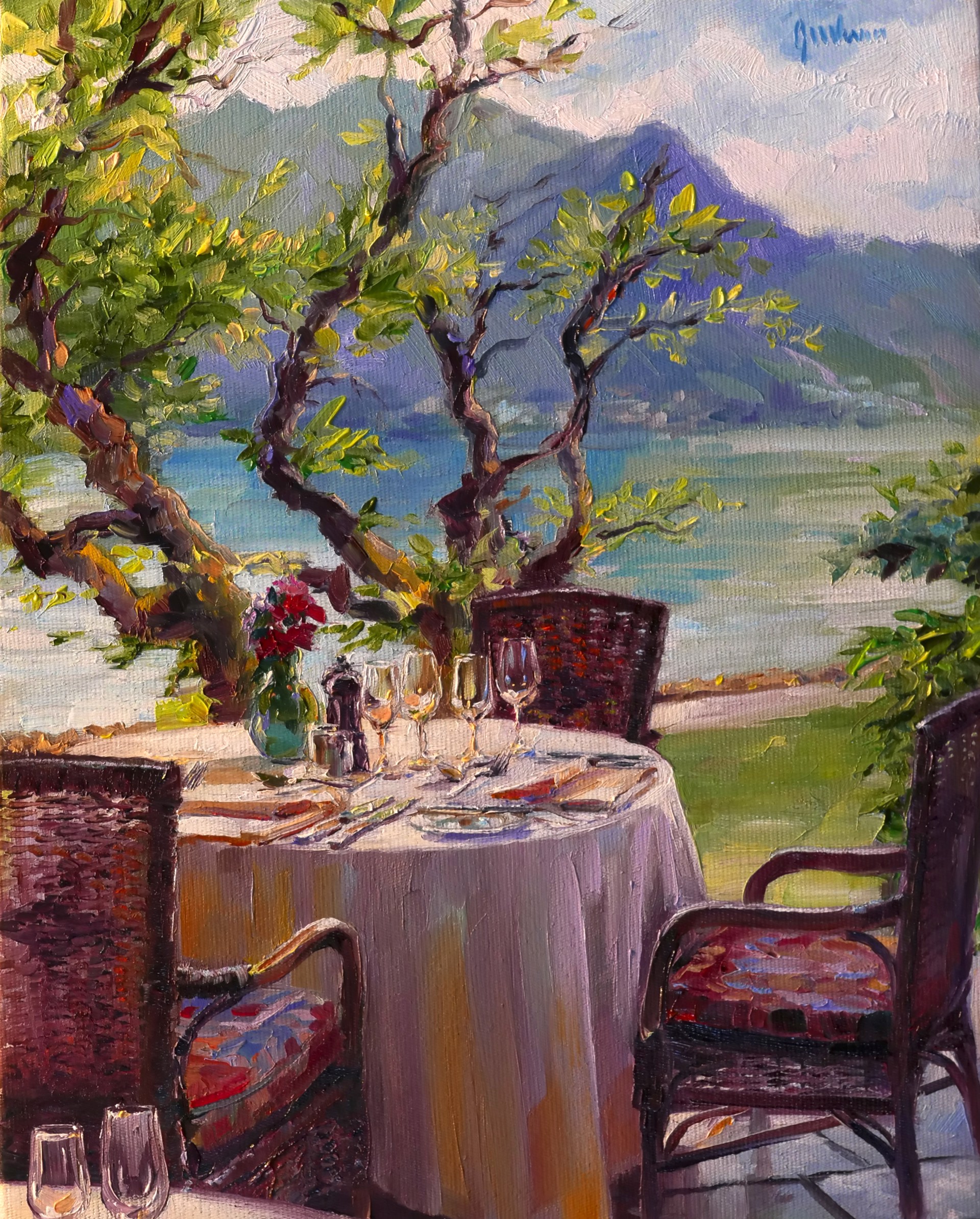 Lunch Above Lake Geneva, l'Hotel Victoria, Glion sur Montreux, Switzerland by Lindsay Goodwin
