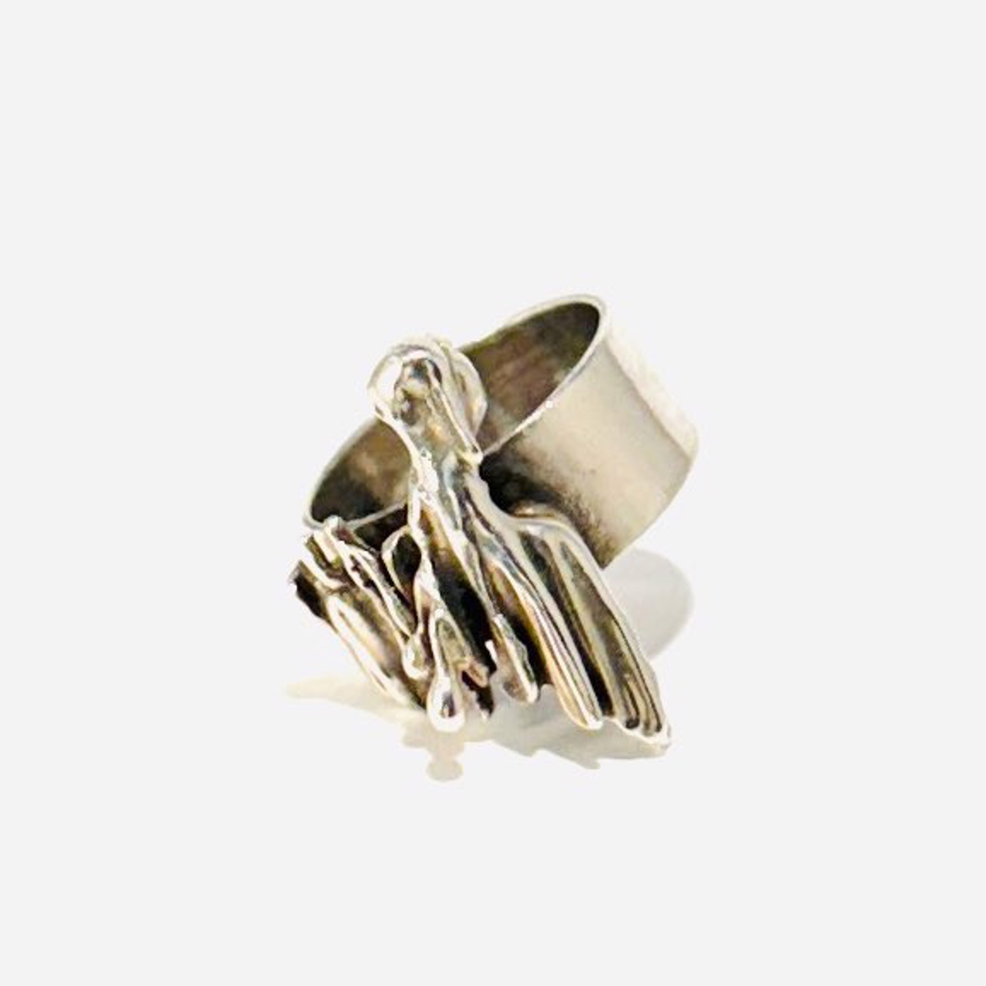 Pine Straw Cast Sterling Ring sz8.5 AB23-71 by Anne Bivens