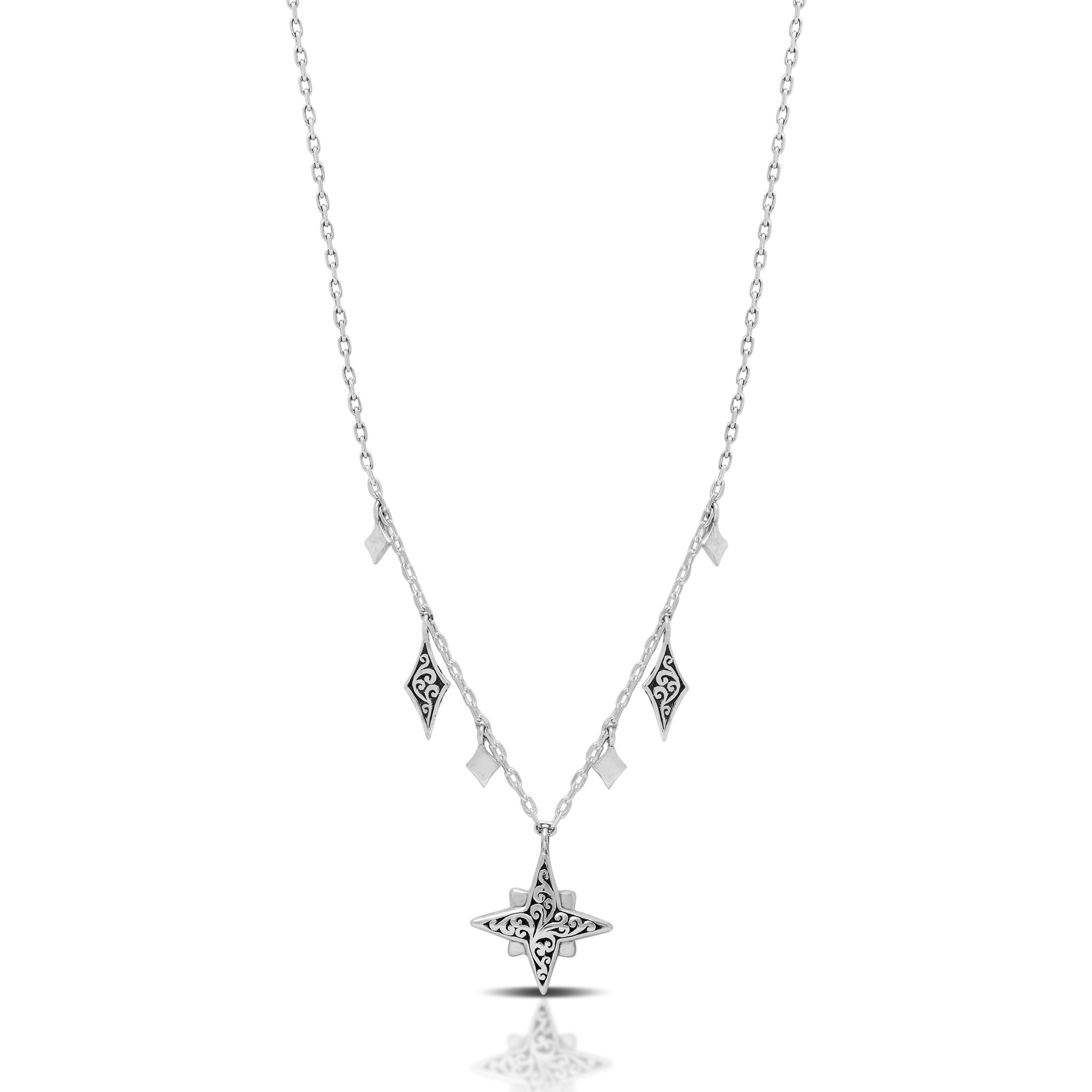 9721 Star Bright Pendant with Geometric Dangle Necklace by Lois Hill