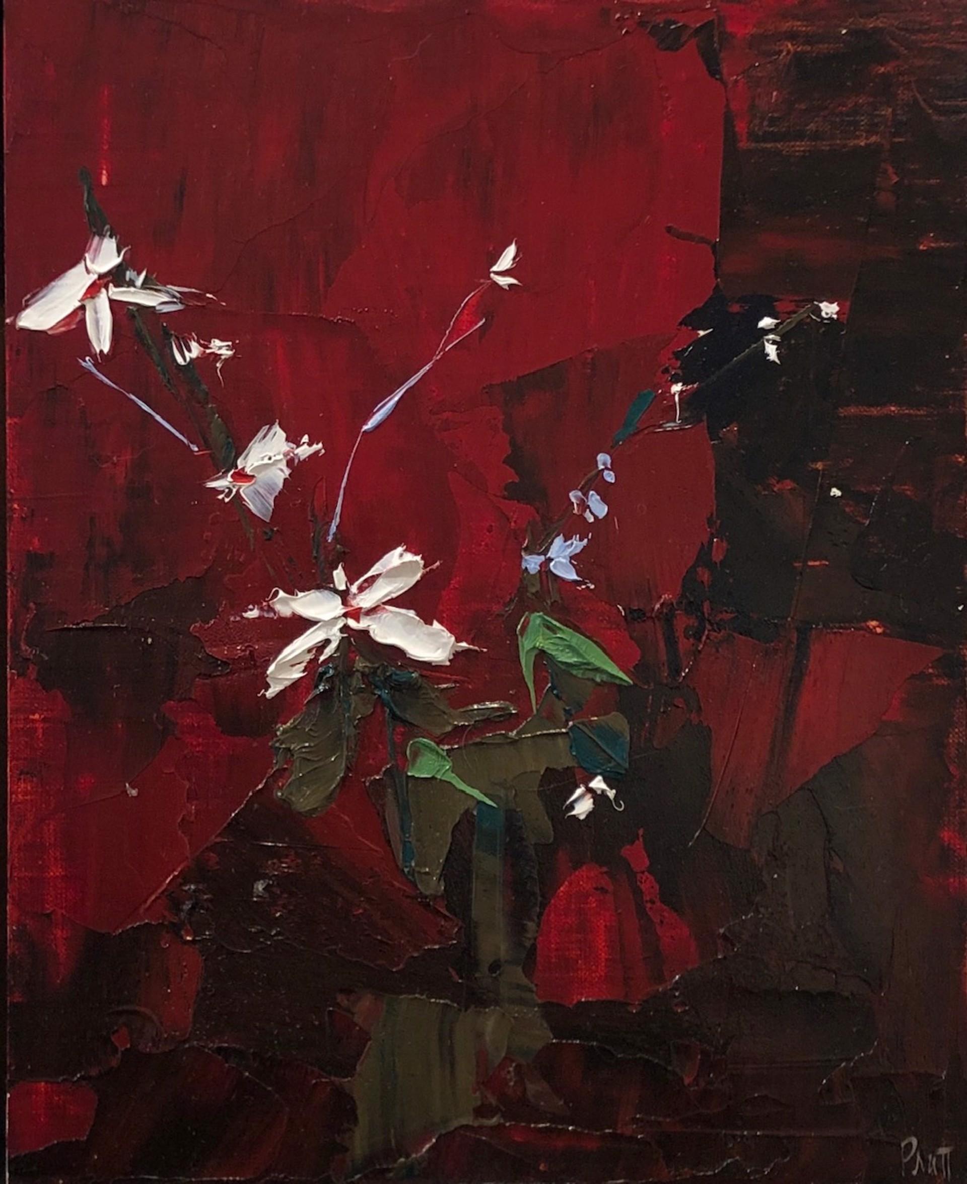 Flowers on Red by Sandra Pratt
