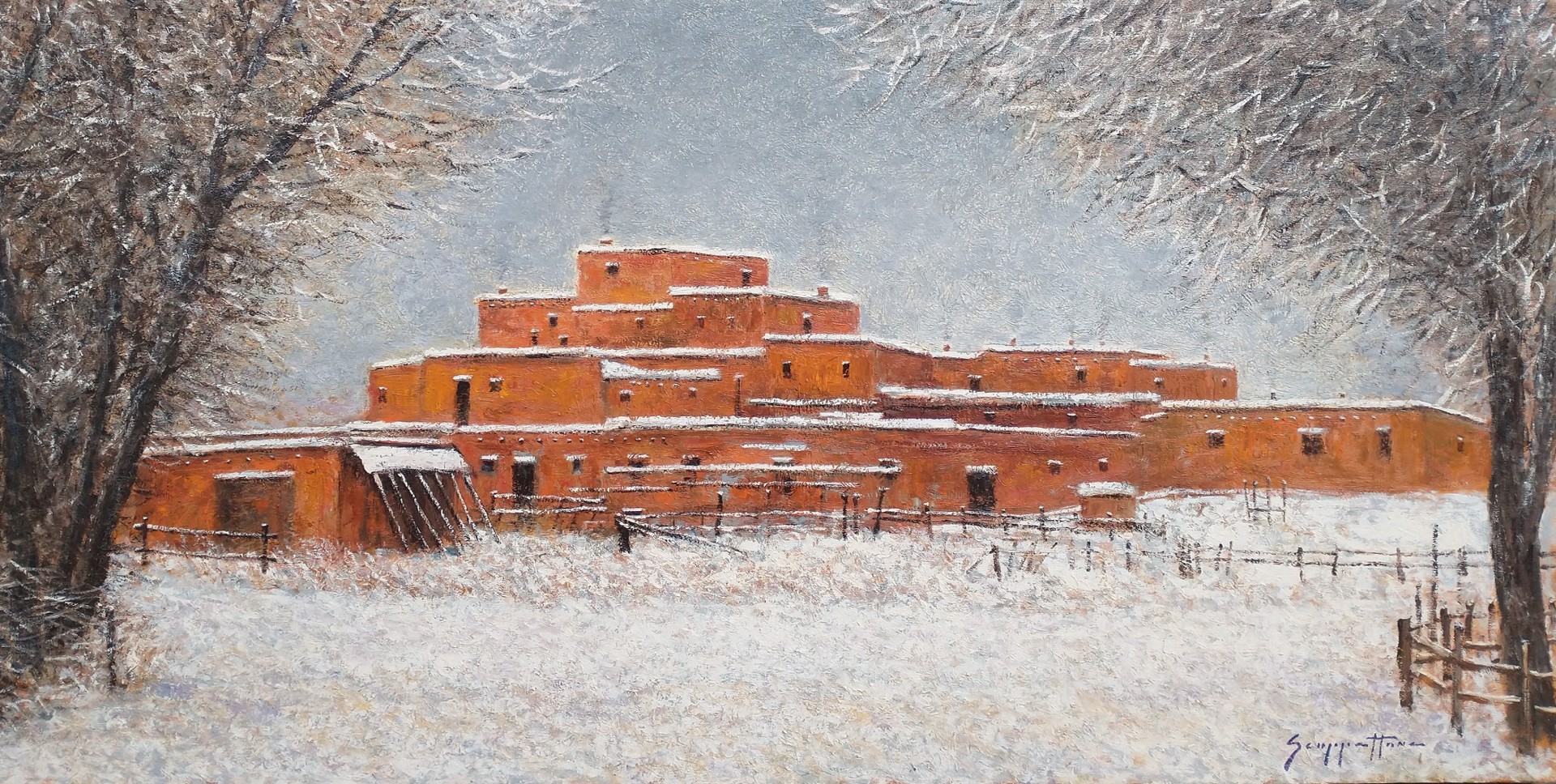Taos Under Snow by James Scoppettone