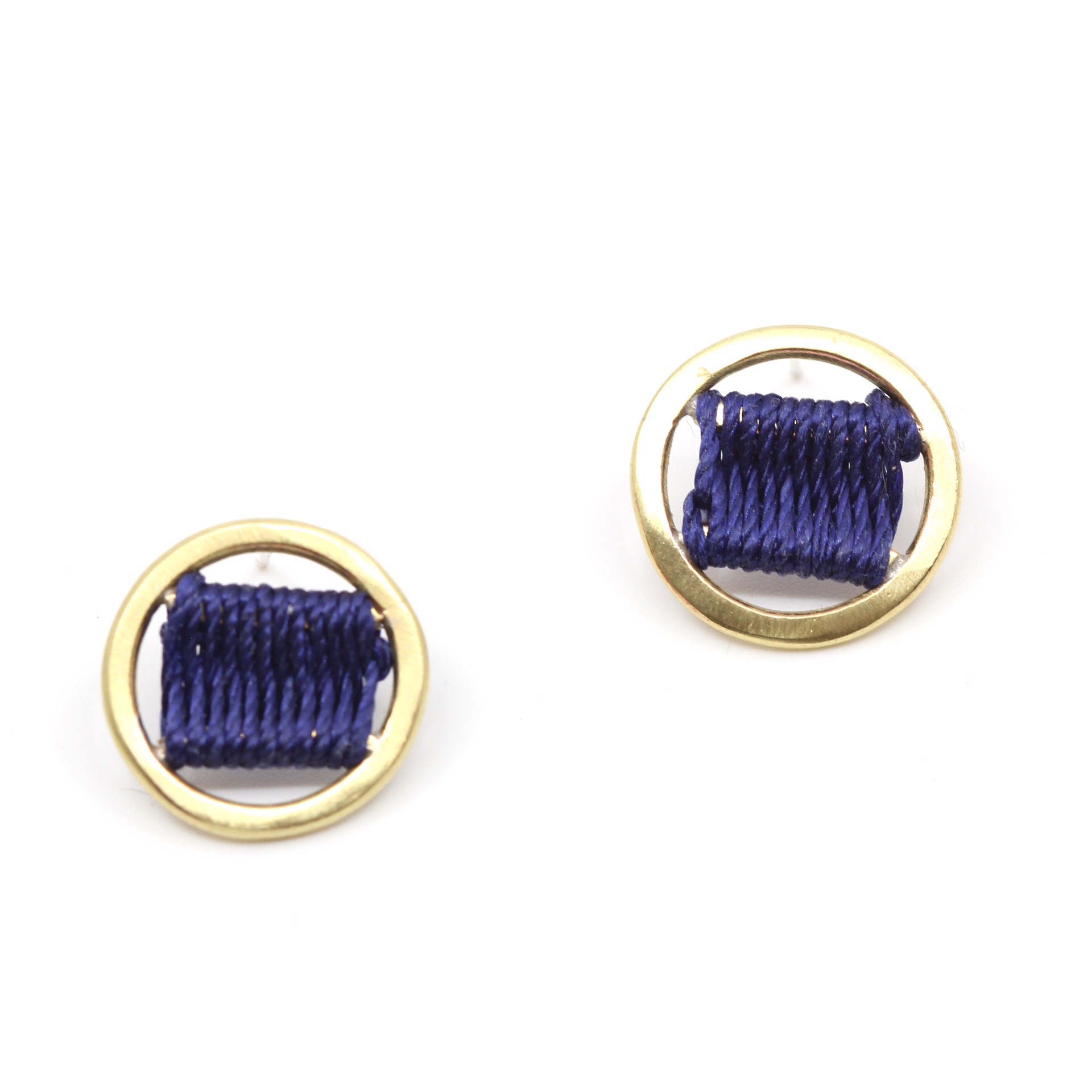 Woven Circle Studs (blue) by Flag Mountain Jewelry