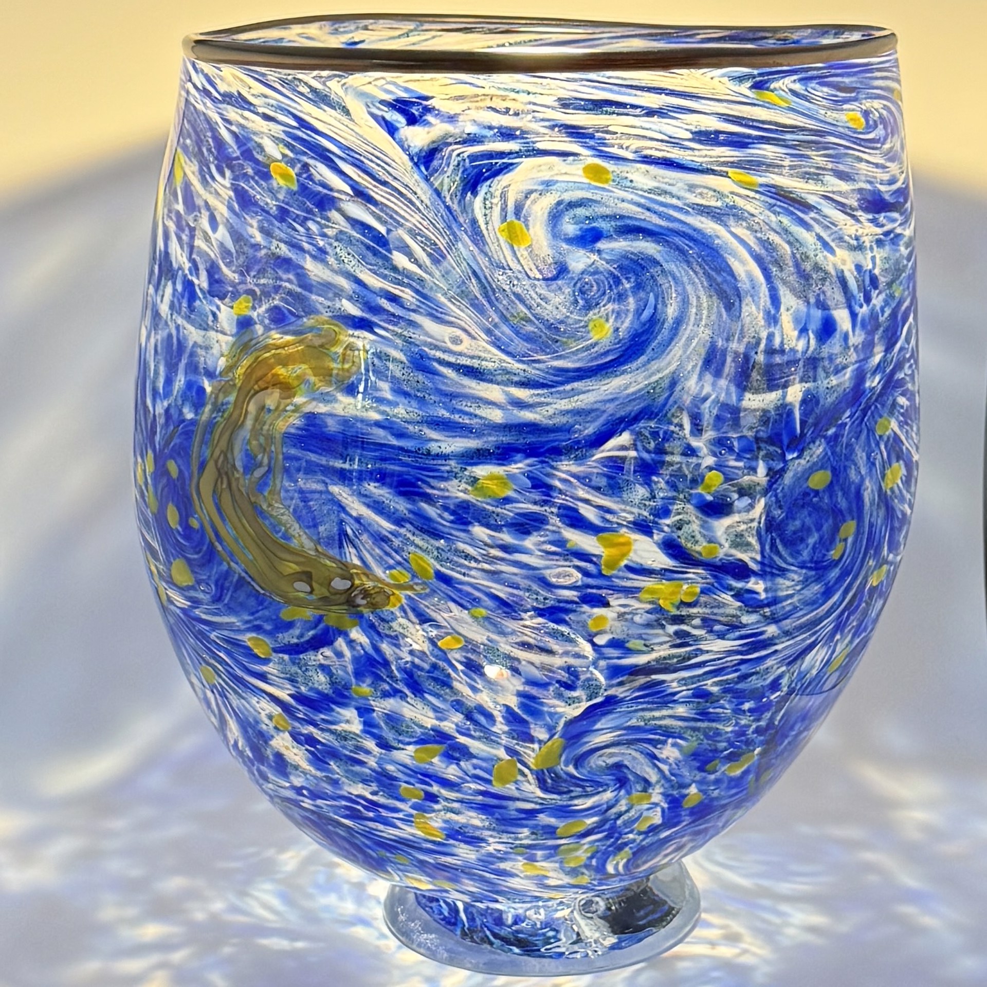 Footed Bowl Starry Night  JG23-2 by John Glass