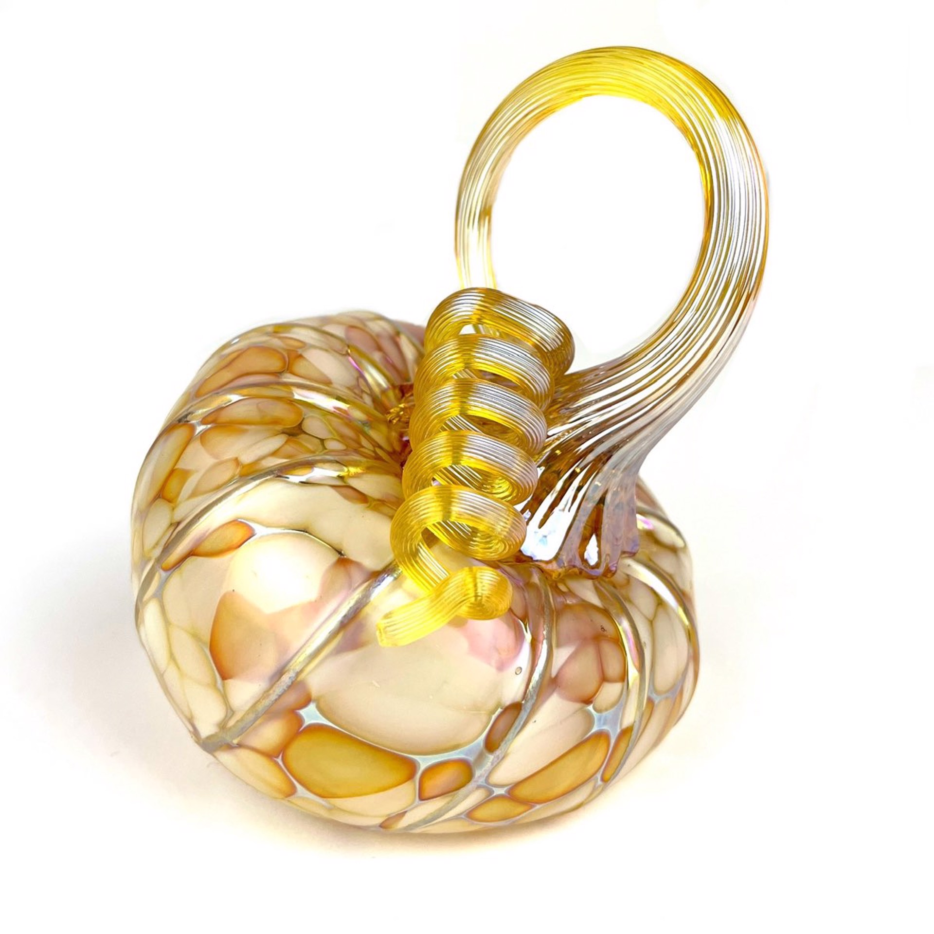 Small Tilted Ivory Pumpkin by Furnace Glass
