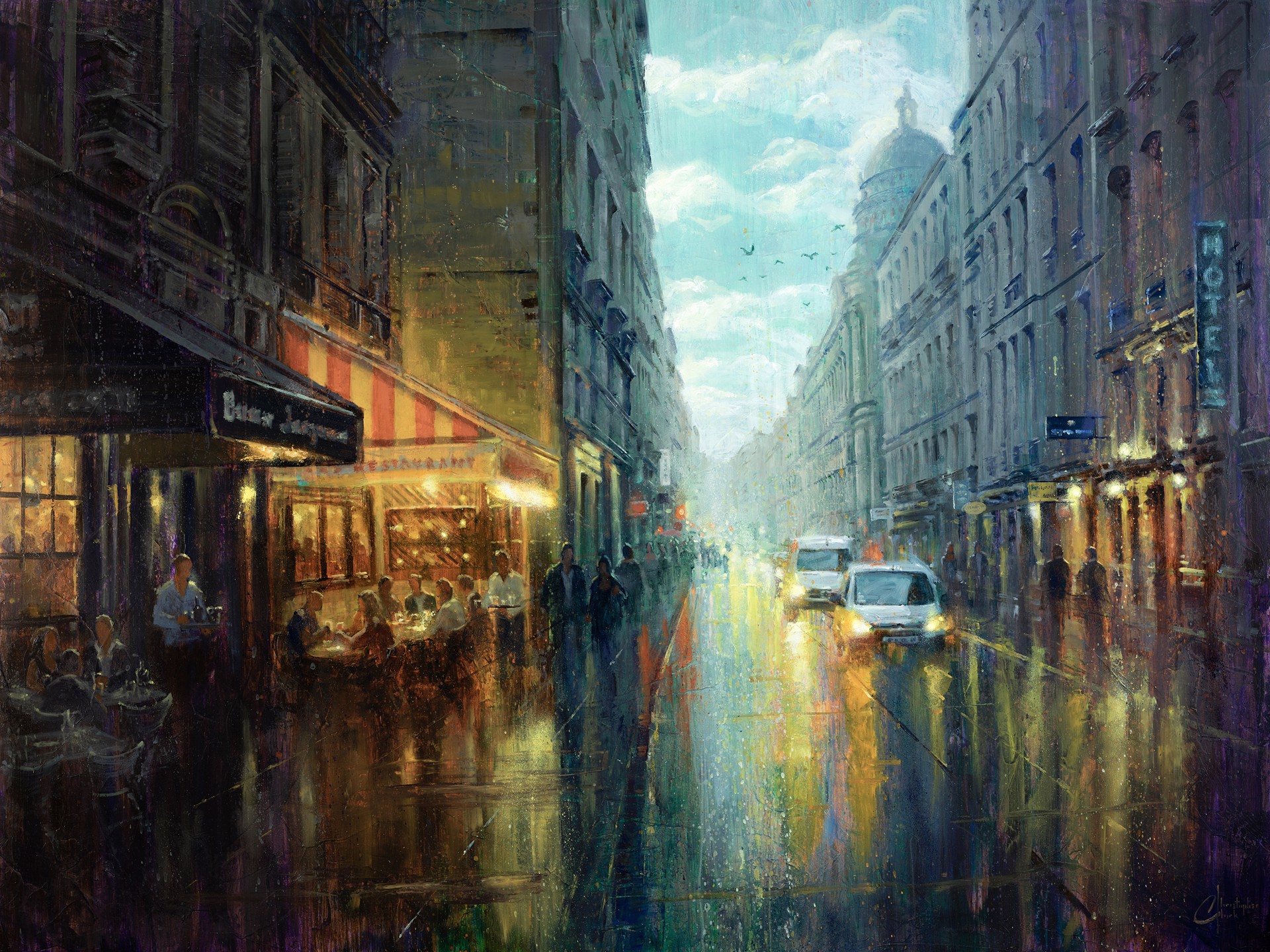 Paris Rainy Cafe by Christopher Clark