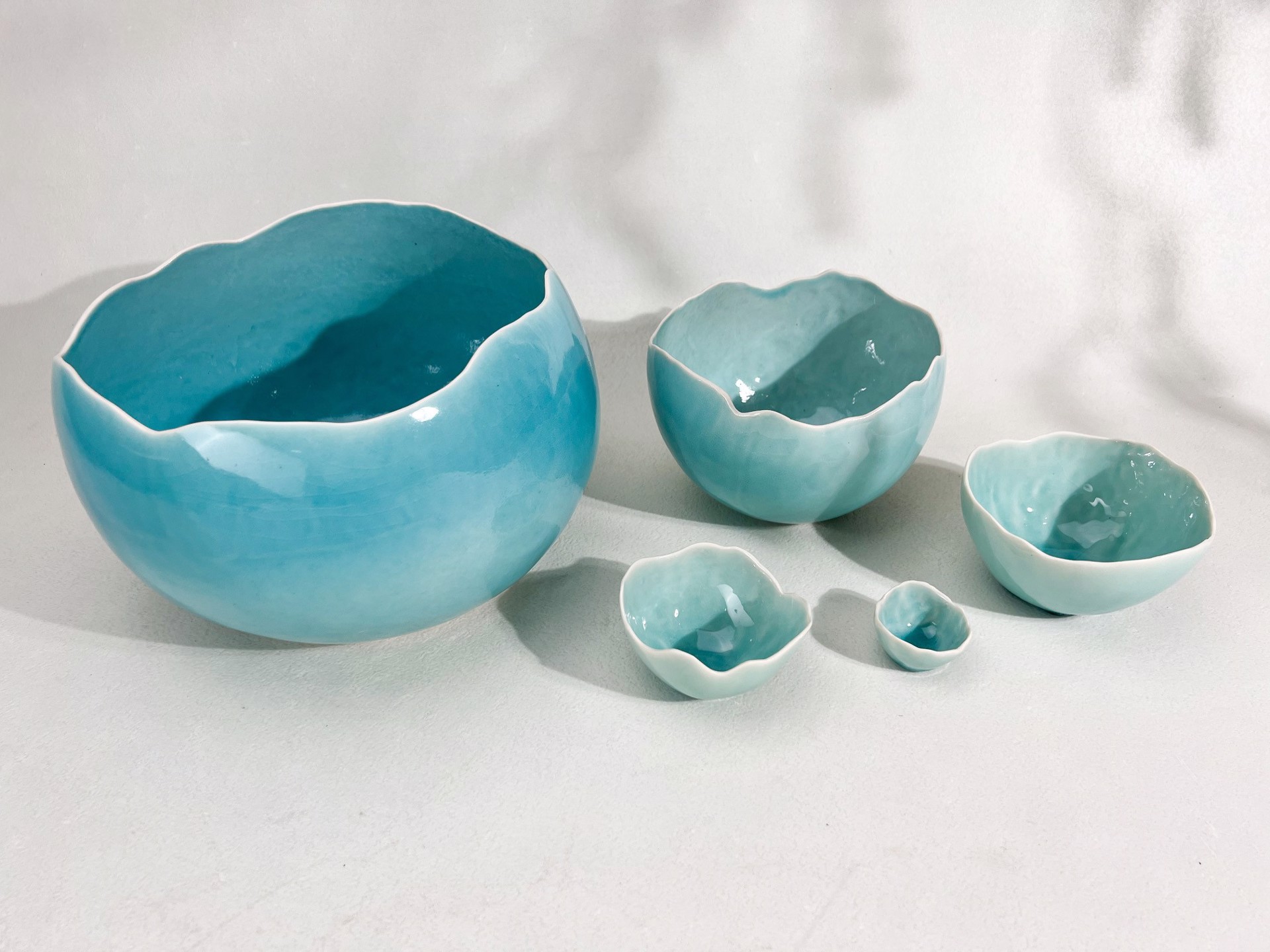 Nesting Bowl Round Turquoise Set of Five NBT 22 by Kate Tremel