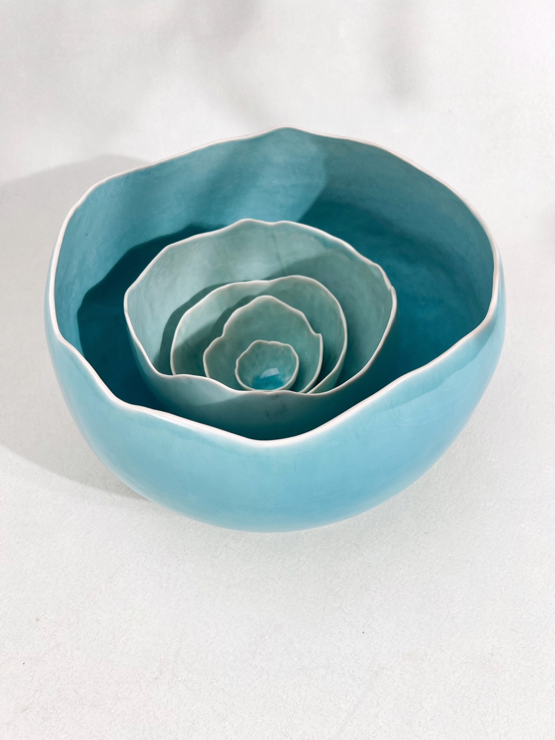Nesting Bowl Round Turquoise Set of Five NBT 22 by Kate Tremel