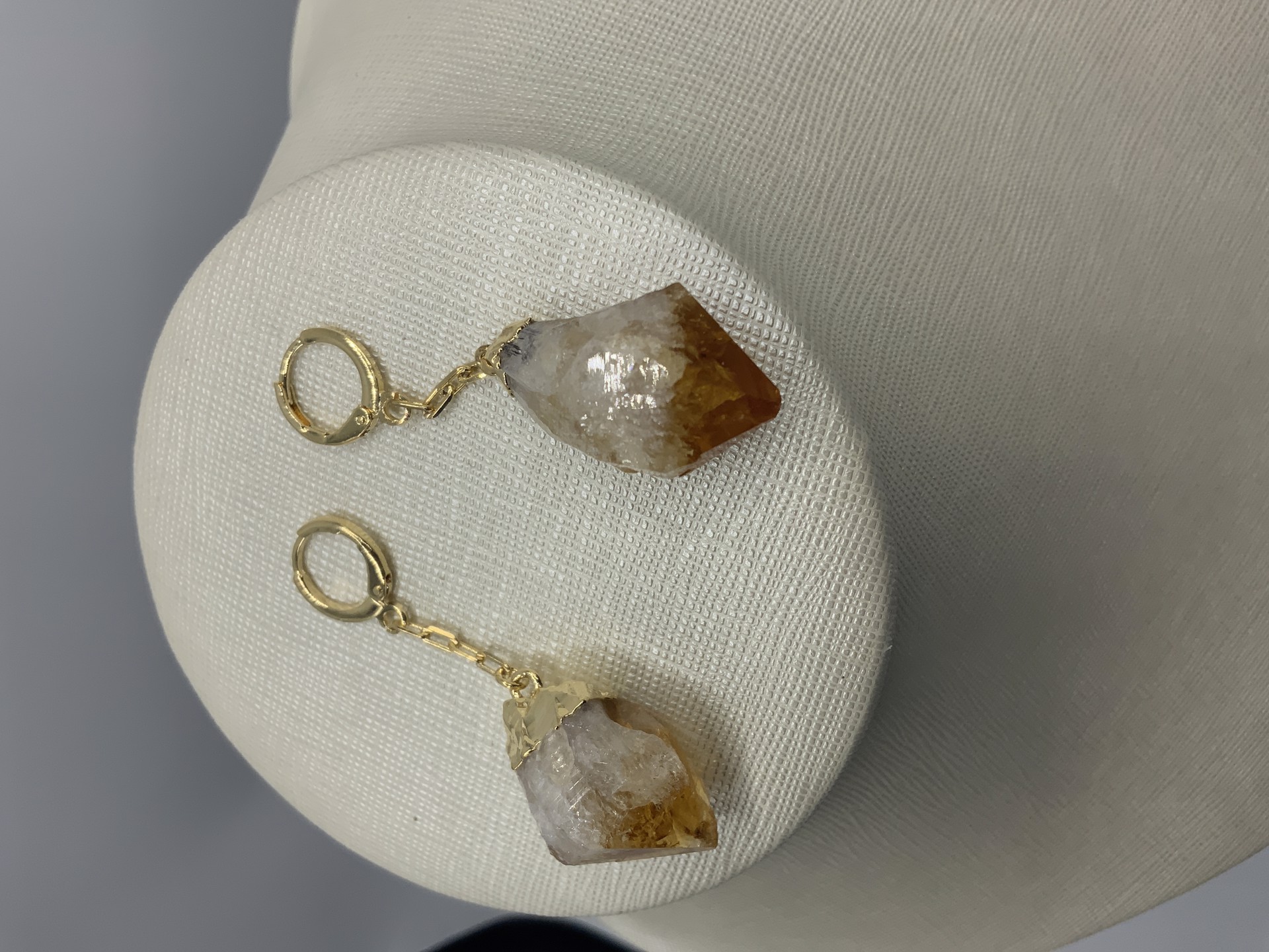 Single Chain drop on small hoop raw Citrine by M&Co.