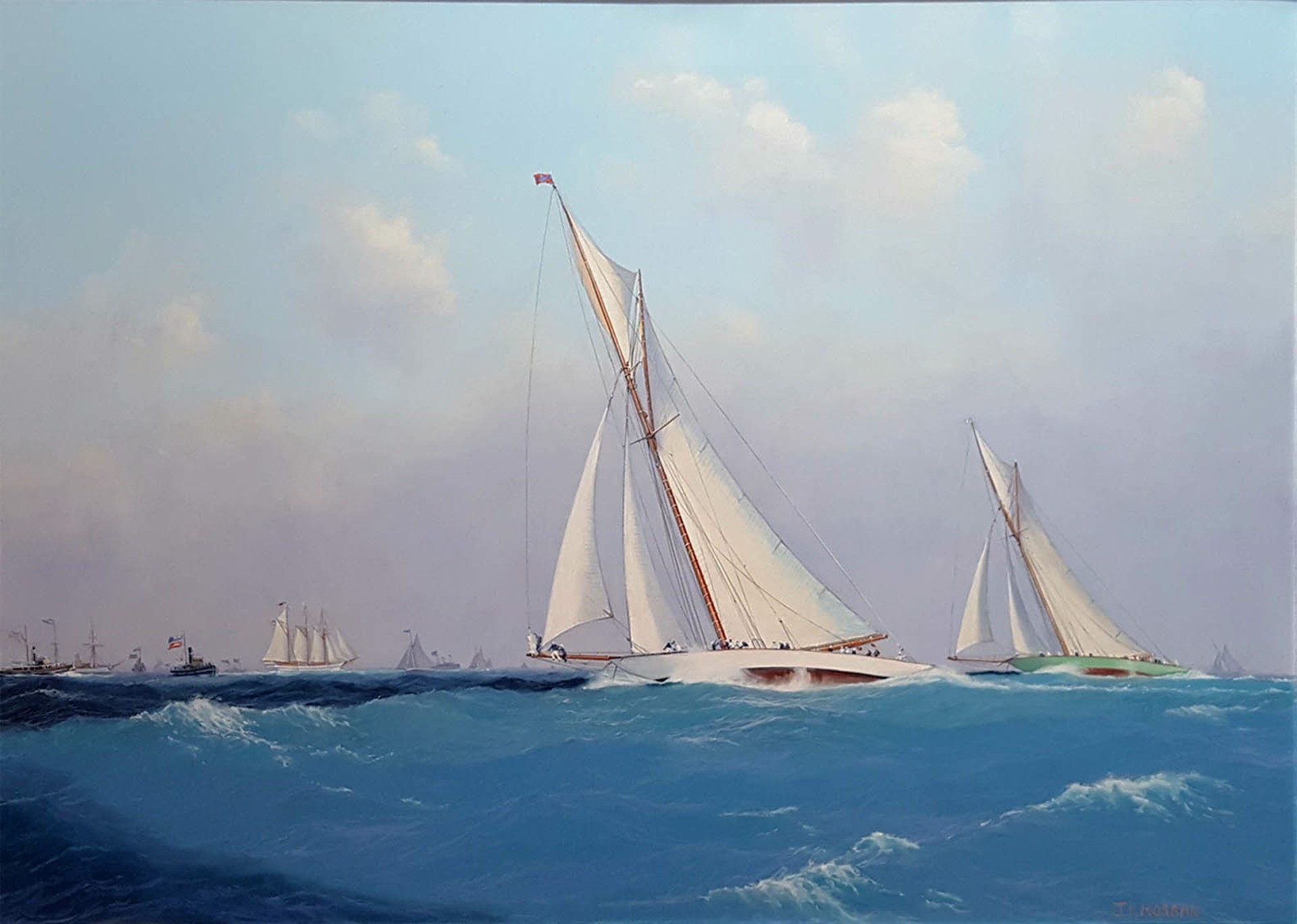 THE COLUMBIA FORGES AHEAD - THE AMERICA'S CUP 1899 by Jenny Morgan, RSMA