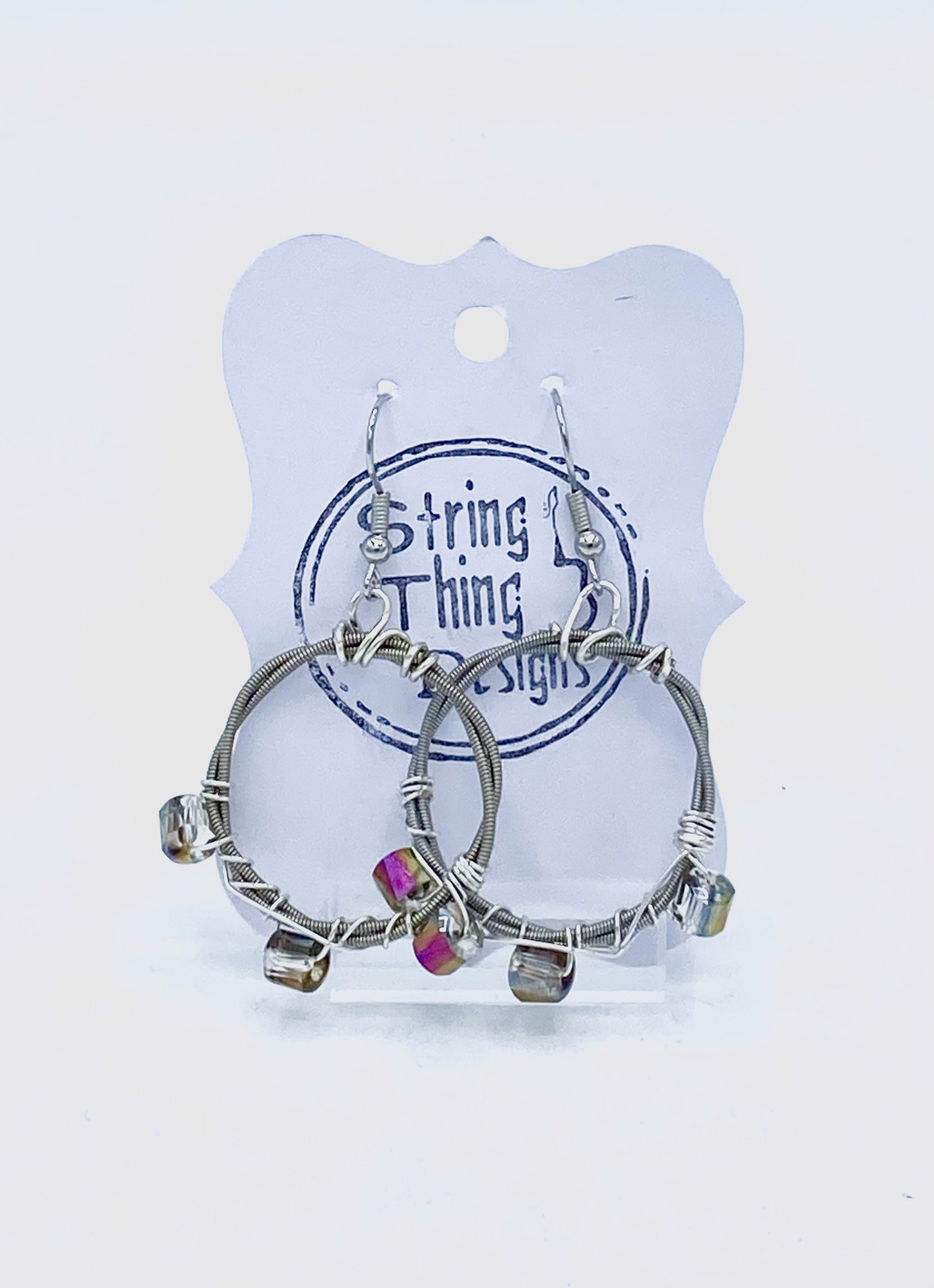 Guitar String Round Beaded Earrings by String Thing Designs