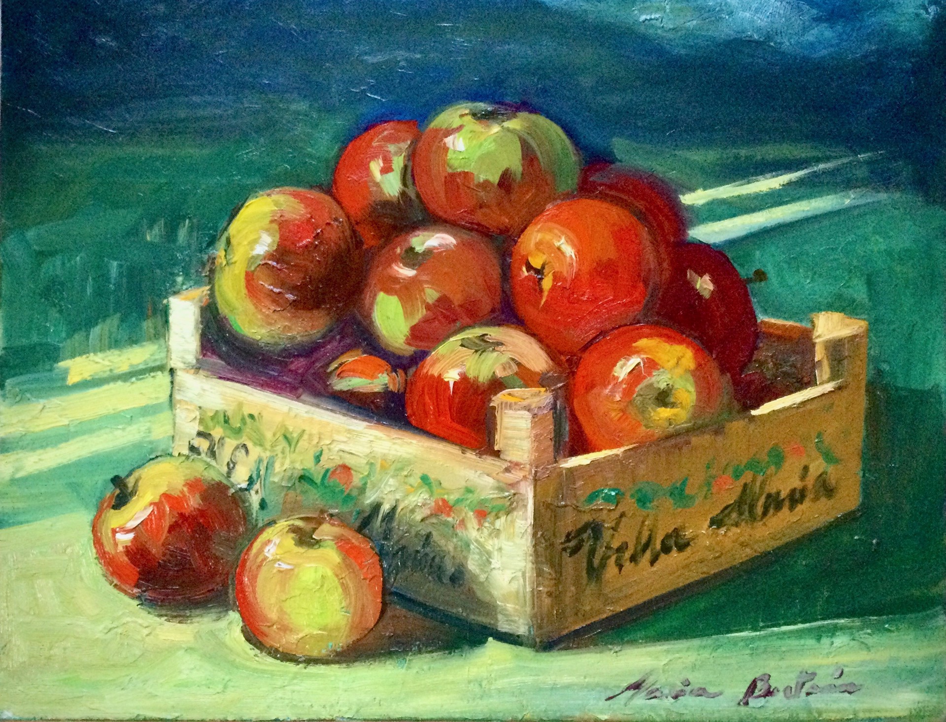 Crate Full of Apples by Maria Bertrán