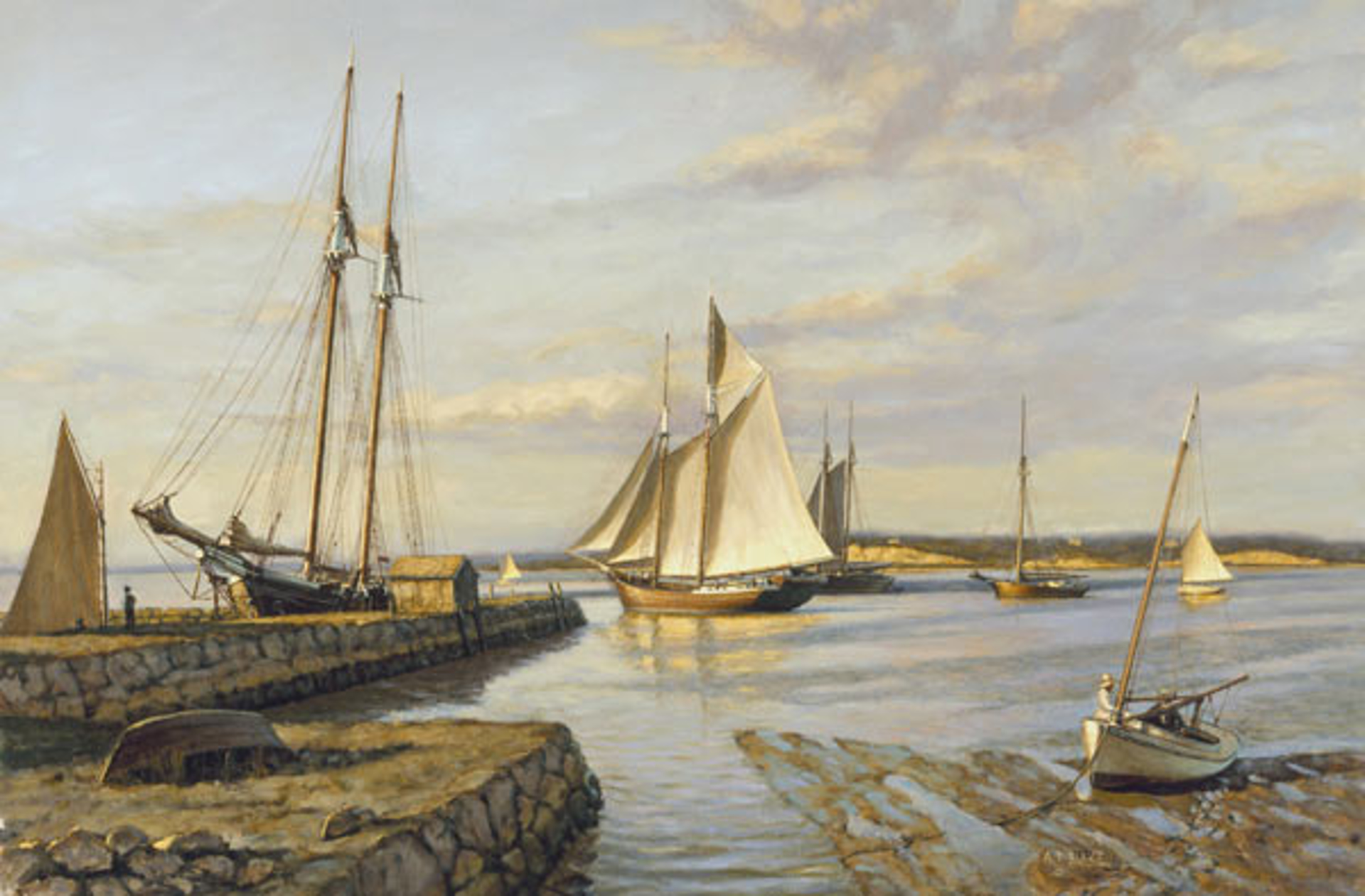 Commercial Wharf, Nantucket, Looking Over Toward Shimmo 1896 by Anthony D. Blake