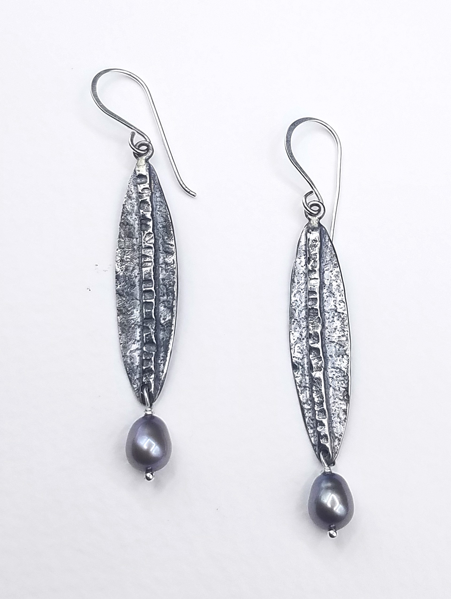 Elongated Drop Earrings with Freshwater Pearls by Anita Shuler