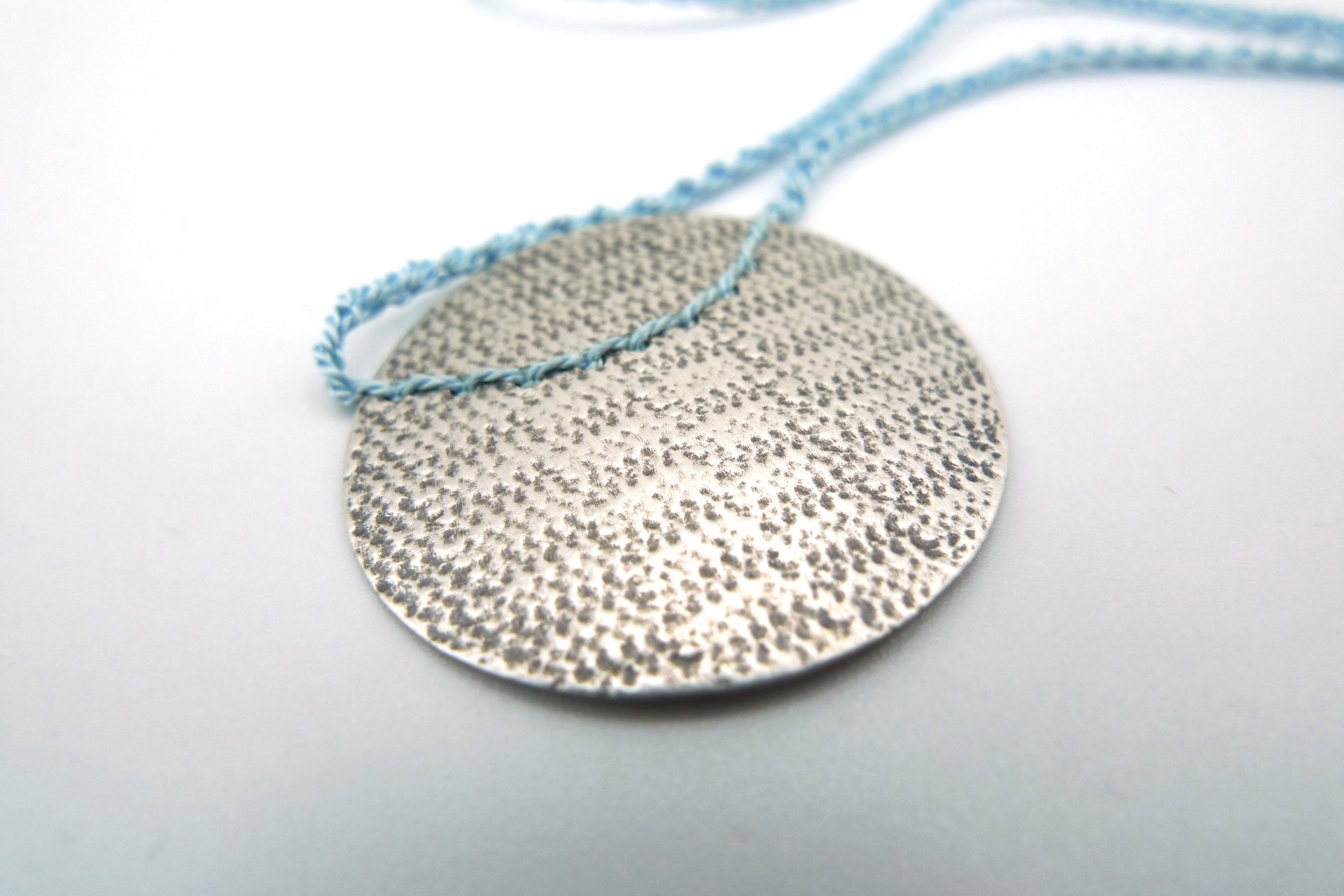 Necklace with Blue Silk Thread by Erica Schlueter