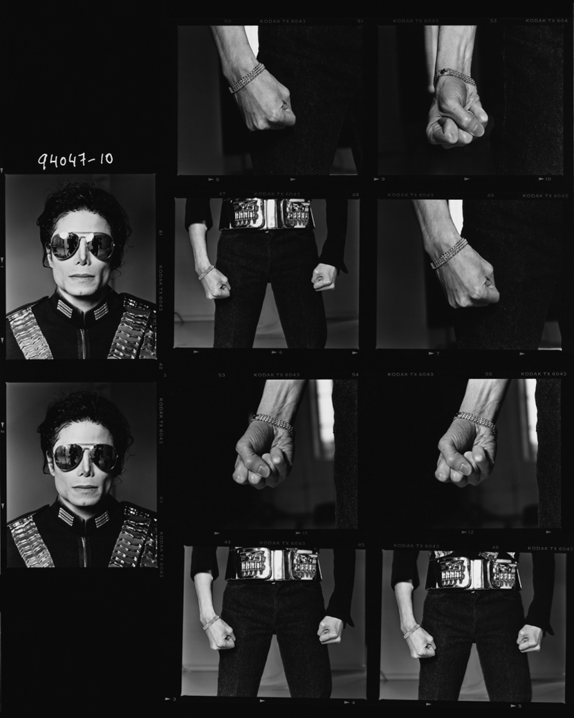 94047 Michael Jackson Contact Sheet with Hand 5 BW by Timothy White