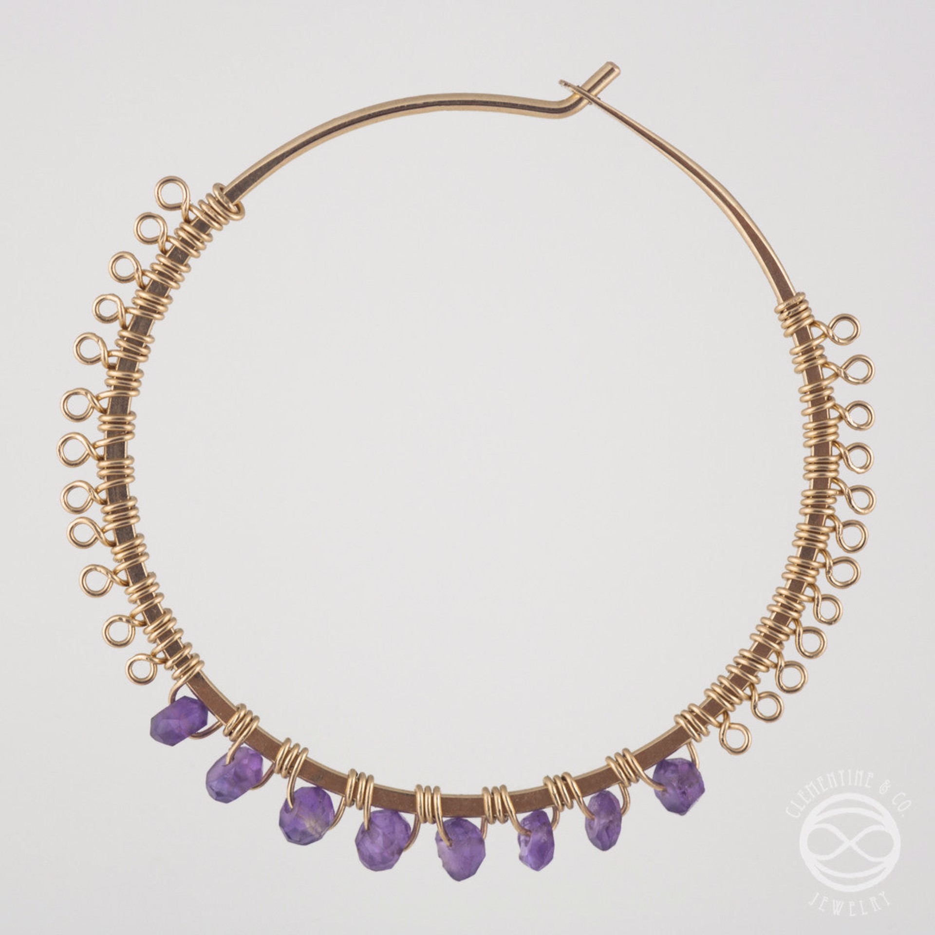 Filigree Hoops in Gold - amethyst by Clementine & Co. Jewelry