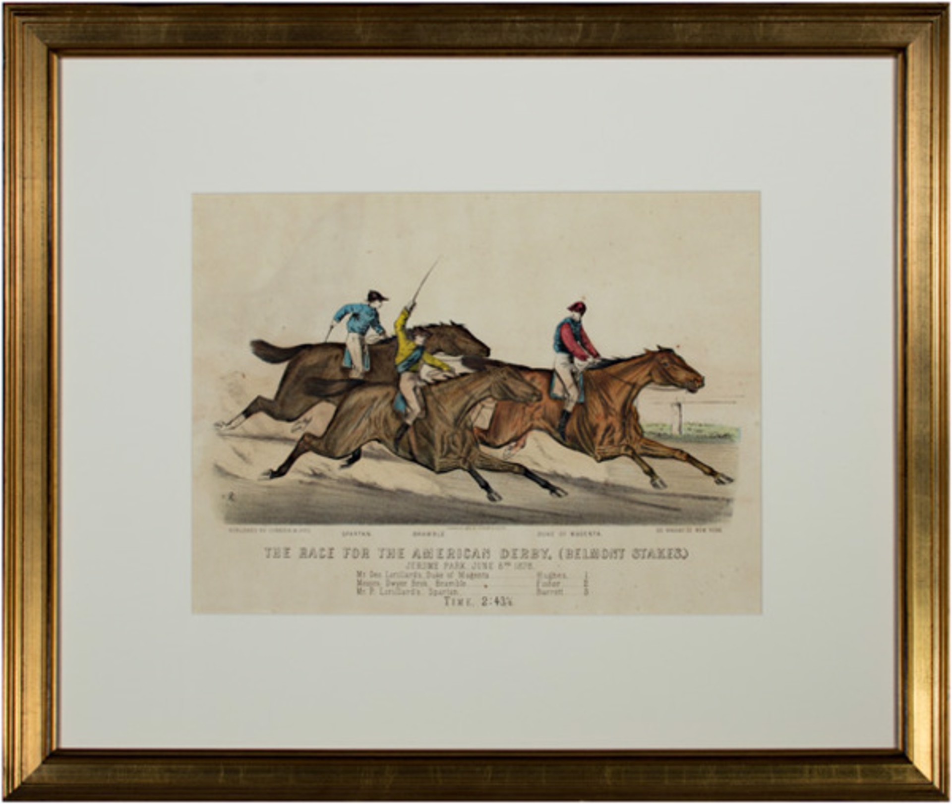 The Race for the American Derby, (Belmont Stakes.) by Currier & Ives