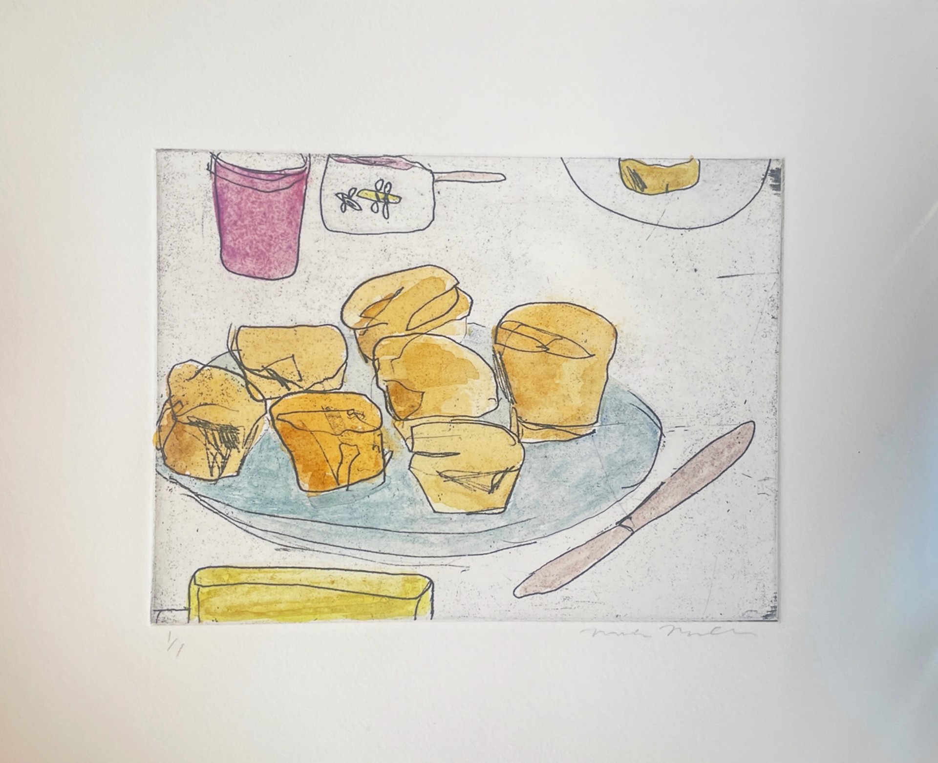 Still Life with Rolls and Butter Knife by Mark Mulhern
