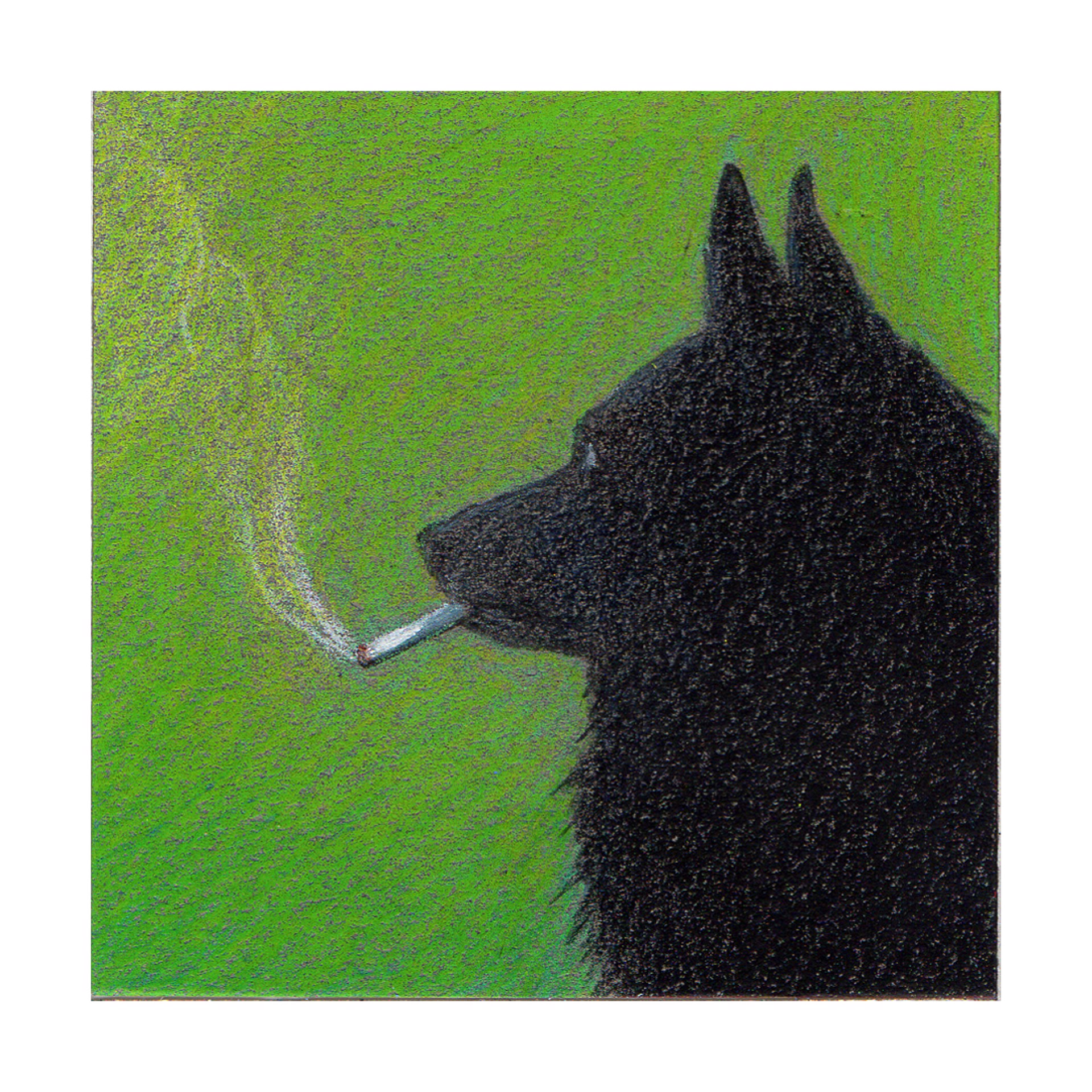 Dog Smoking a Cigarette #1 by Neva Mikulicz