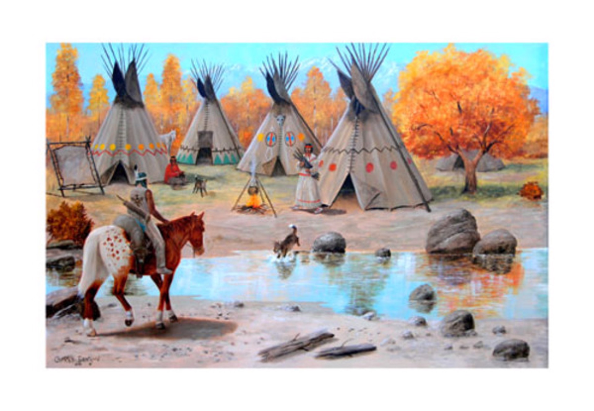 Teepee/Indian Village by Charles Damrow