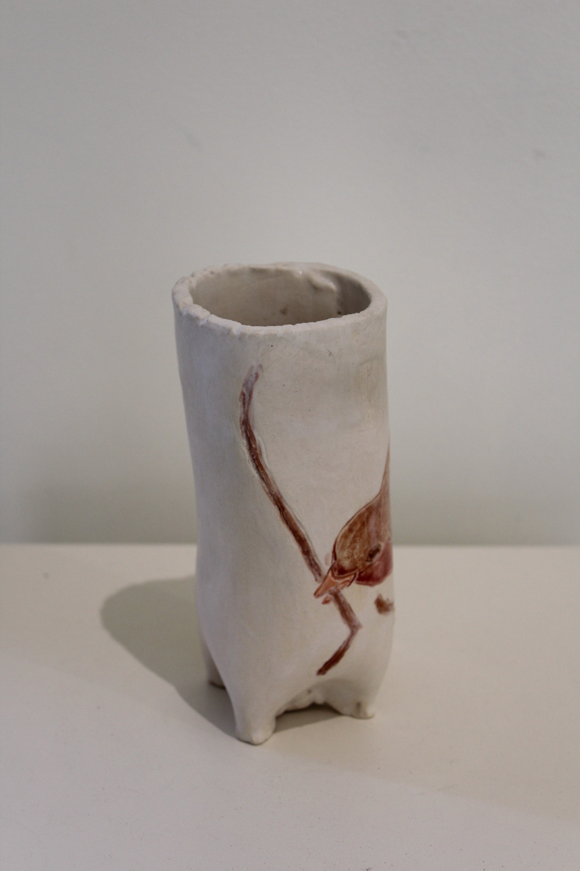 Red Bird Vase (NB483) by Nini Bodenheimer