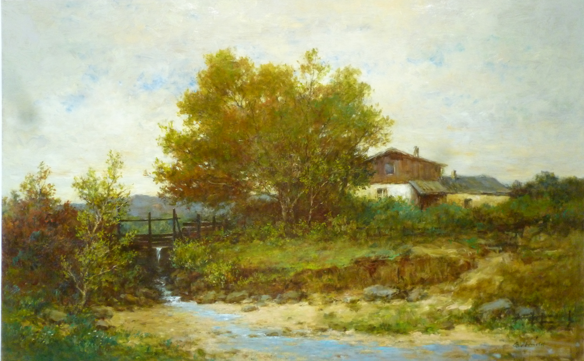 Cottage by a Stream by Gerhard Arnold