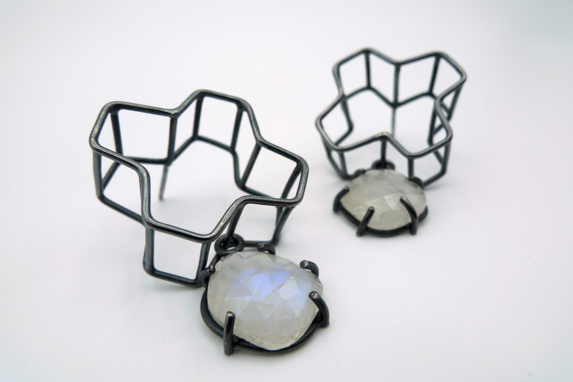 Soft Structure Moonstone Earrings by Emily Maija Rogstad